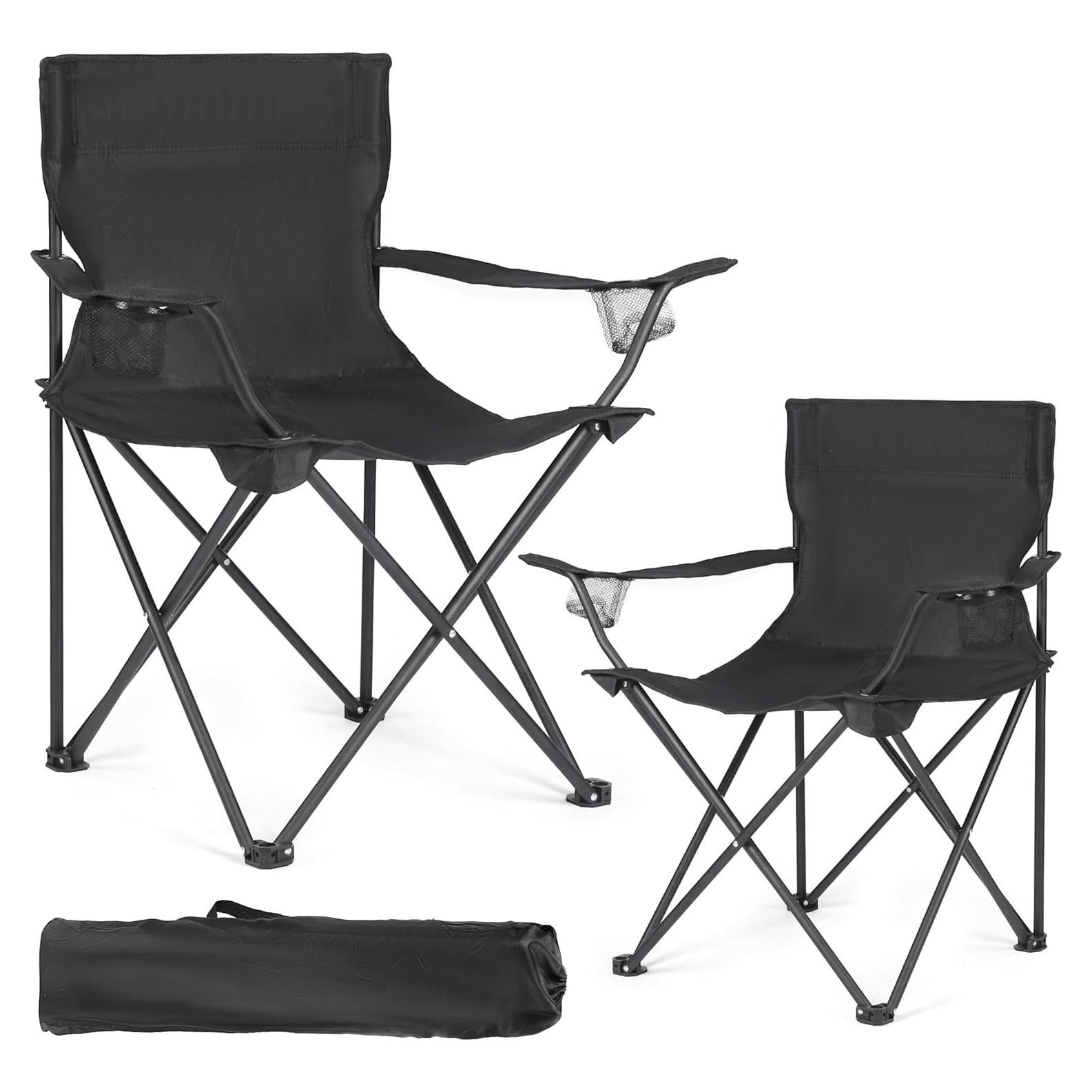 2 Pack Camping Chairs -Lightweight and Supportive Chairs for Adult and Lightweight Individuals - Compact, Durable, and Portable - Ideal for Camping, Hiking, Beach, and Picnics -Carry Bag