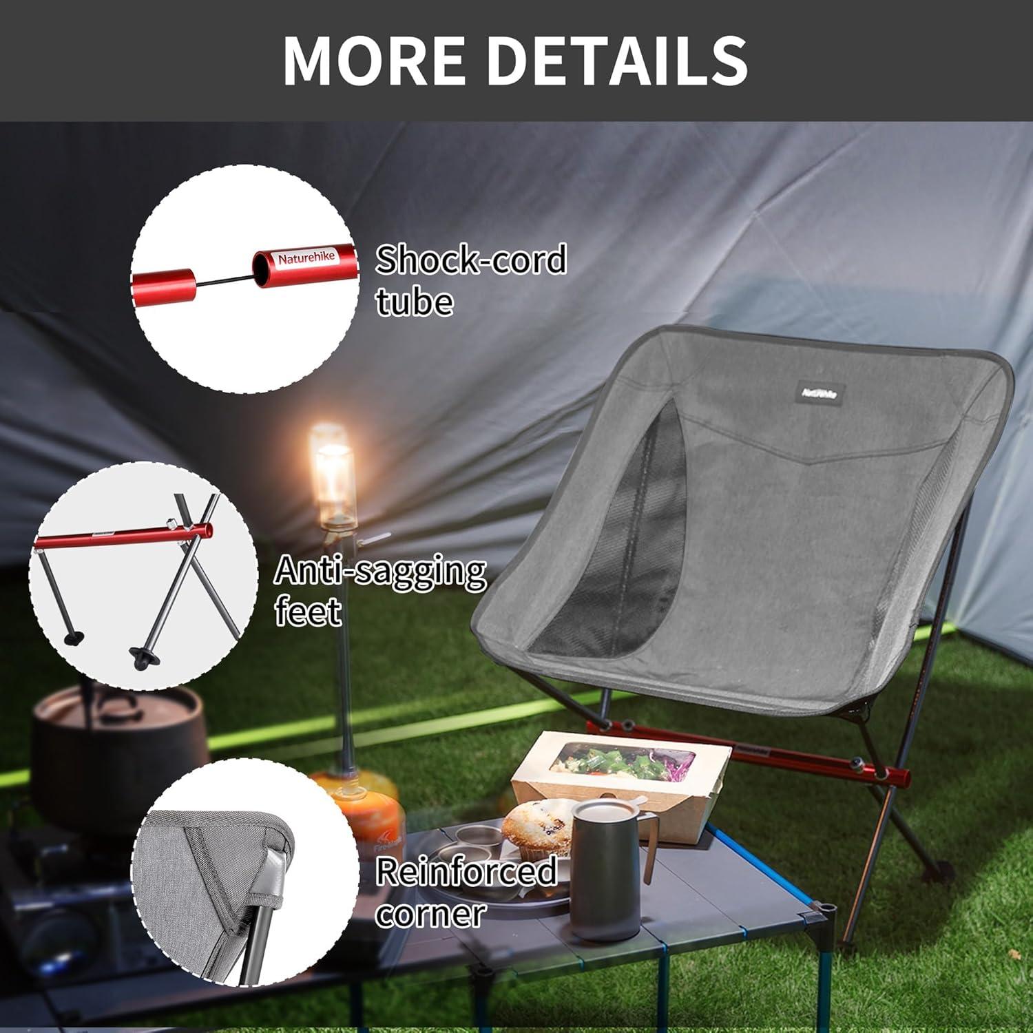 Silla de Camping Naturehike YL05 Ultraligera 150 kg Gris