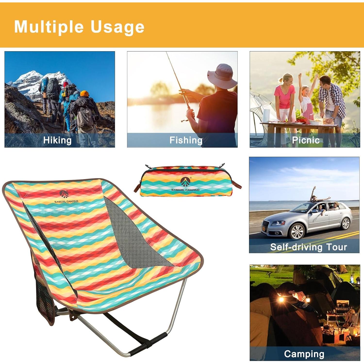 Silla de Camping Plegable EASDRIL Ultraligera 790g Multicolor
