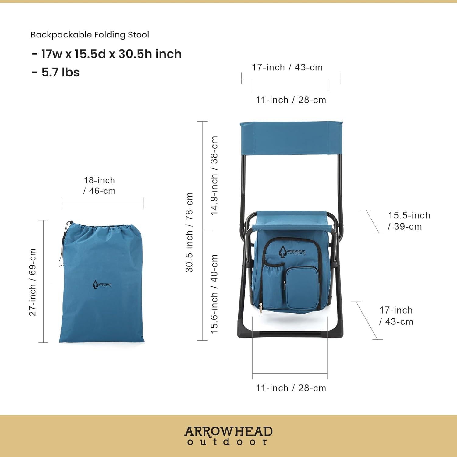 Silla de Campamento 3 en 1 Arrowhead Outdoor Azul Océano