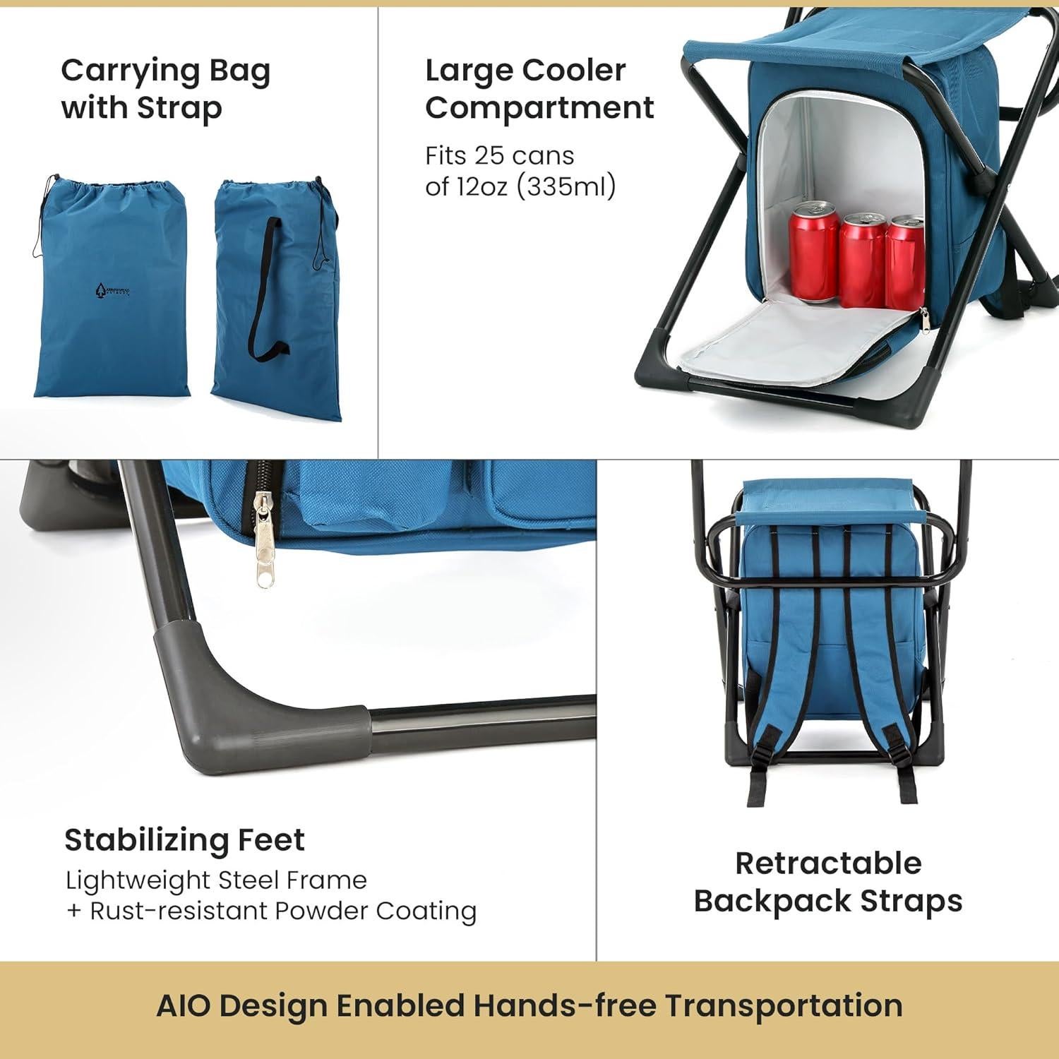 Silla de Campamento 3 en 1 Arrowhead Outdoor Azul Océano