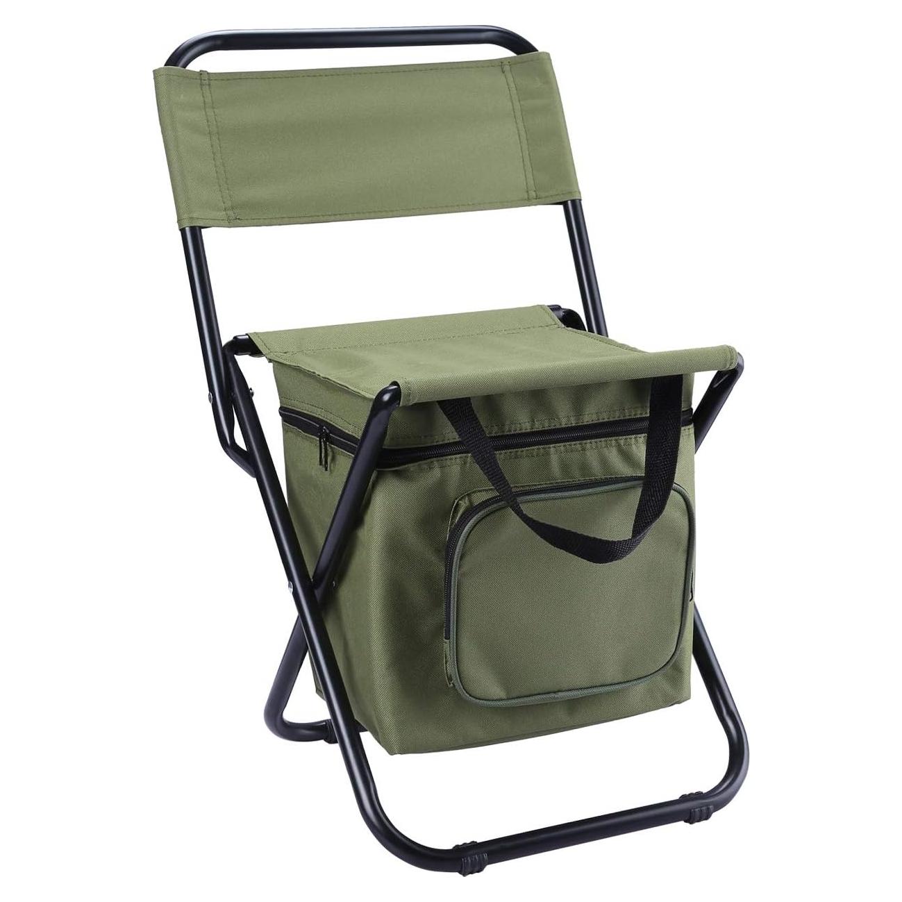 Silla de Pesca Plegable LEADALLWAY Verde con Bolsa Térmica