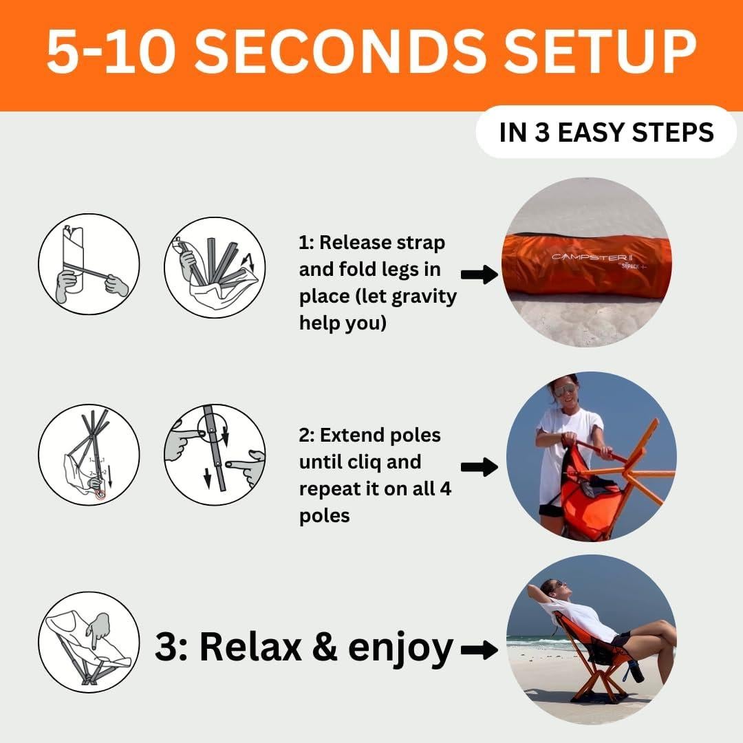 Silla de Camping Plegable Sitpack Campster2 Naranja 120 kg