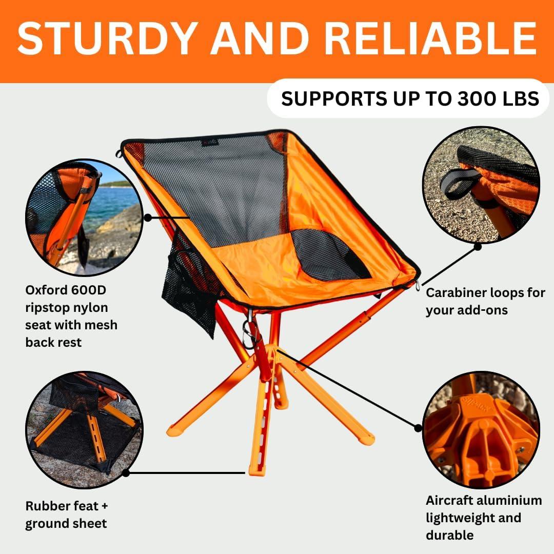 Silla de Camping Plegable Sitpack Campster2 Naranja 120 kg