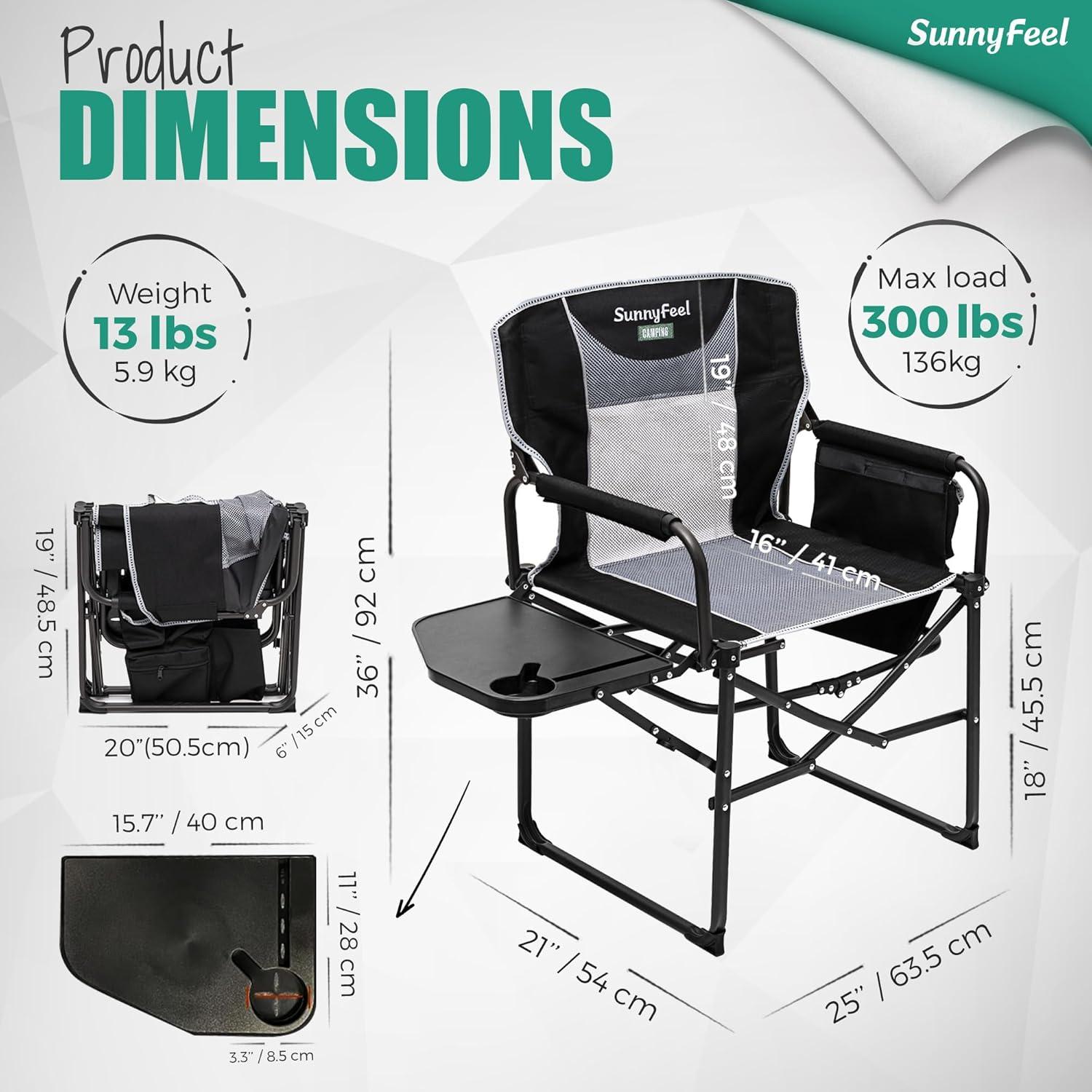 Silla de Camping Plegable SUNNYFEEL AC3008K Negra 136 kg
