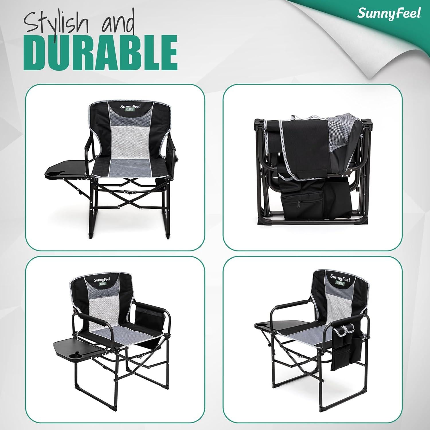 Silla de Camping Plegable SUNNYFEEL AC3008K Negra 136 kg