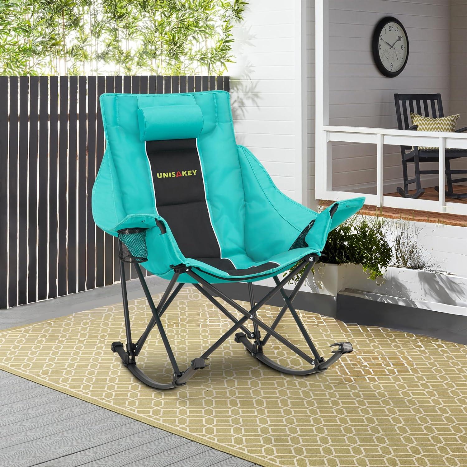 Silla de Camping Mecedora Unisakey Plegable 181kg Verde