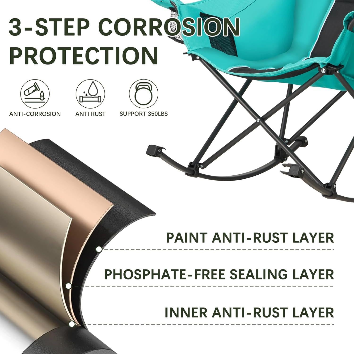 Silla de Camping Mecedora Unisakey Plegable 181kg Verde