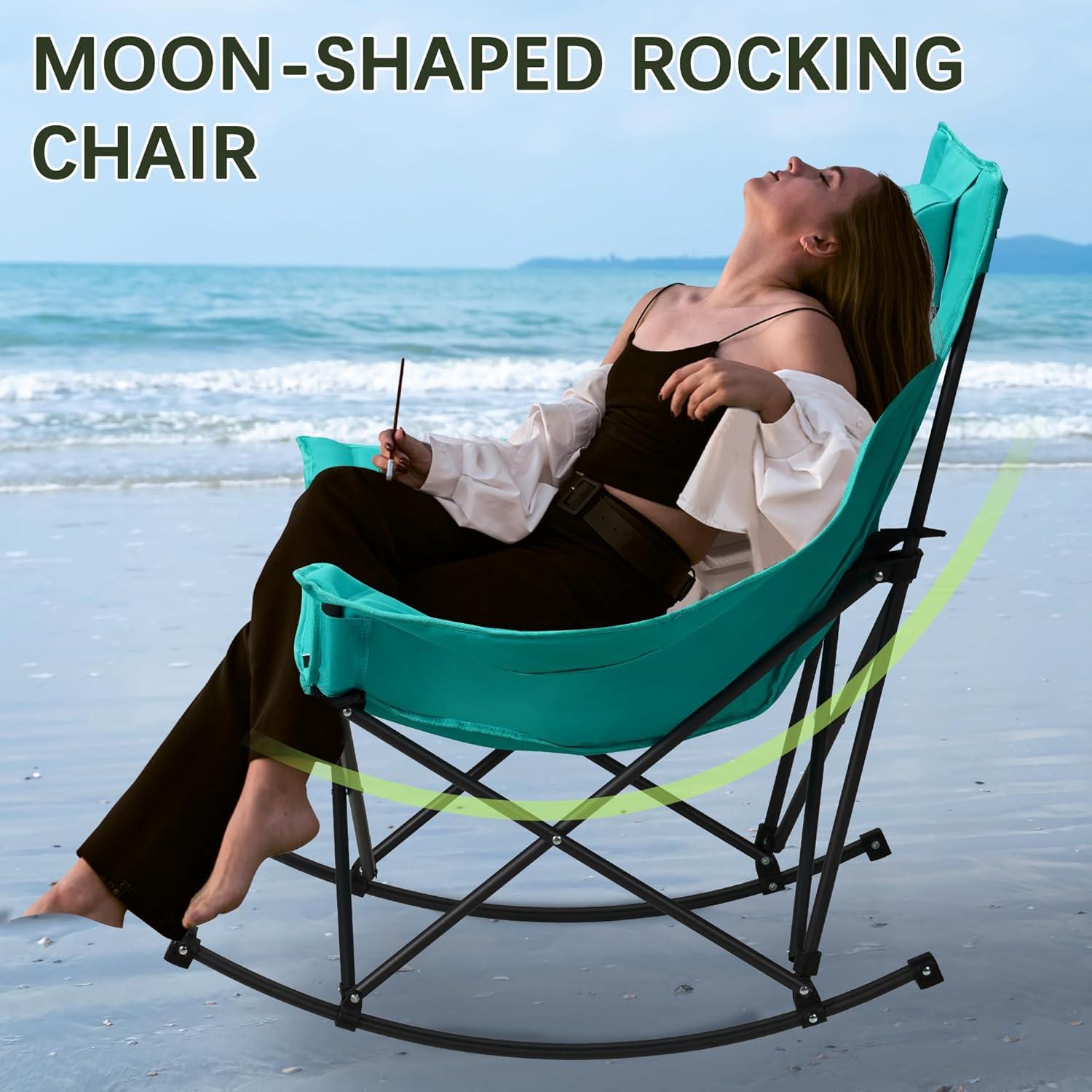 Silla de Camping Mecedora Unisakey Plegable 181kg Verde