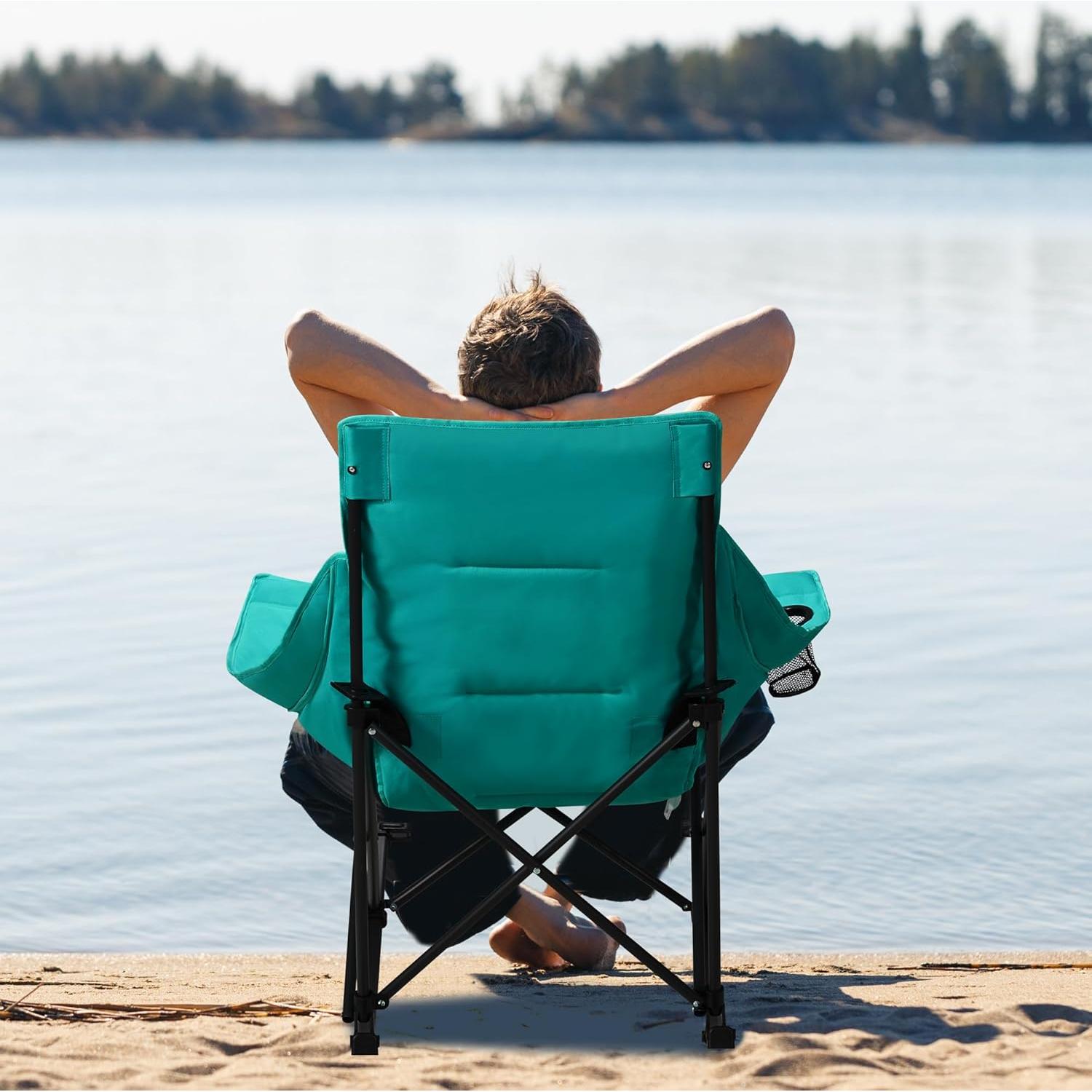 Silla de Camping Mecedora Unisakey Plegable 181kg Verde