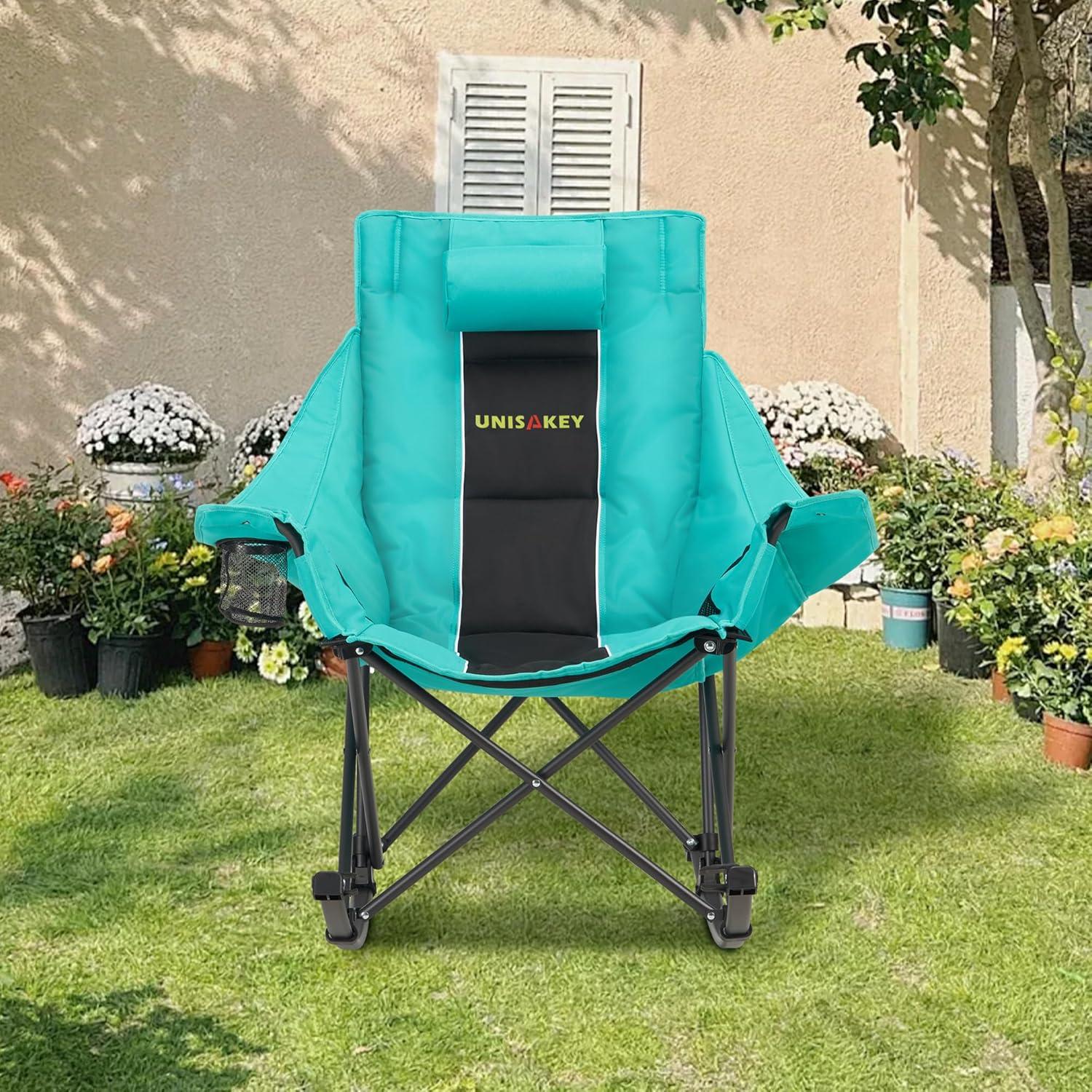 Silla de Camping Mecedora Unisakey Plegable 181kg Verde