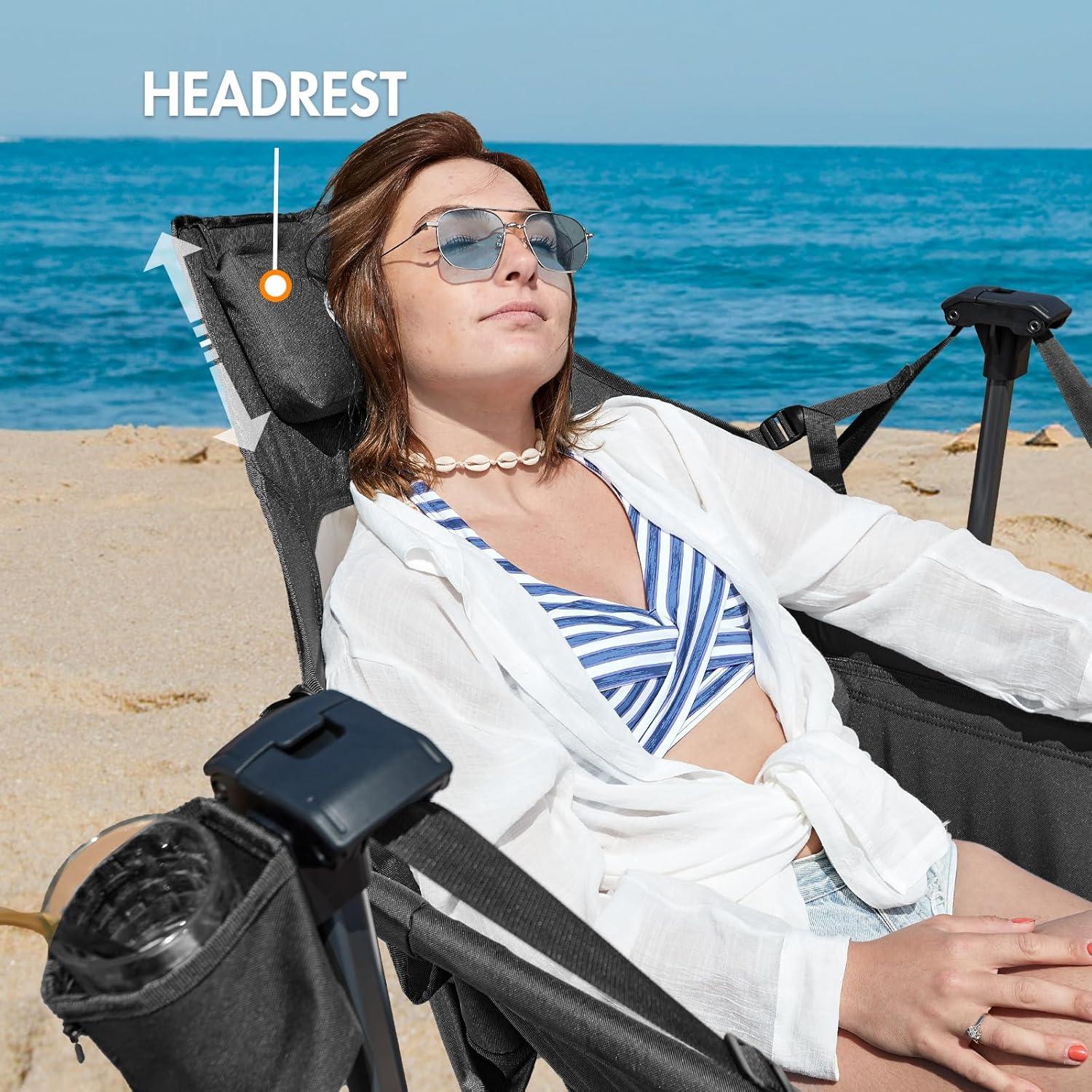 Silla de Hamaca Plegable PORTAL con Respaldo Alto Negro 181 kg