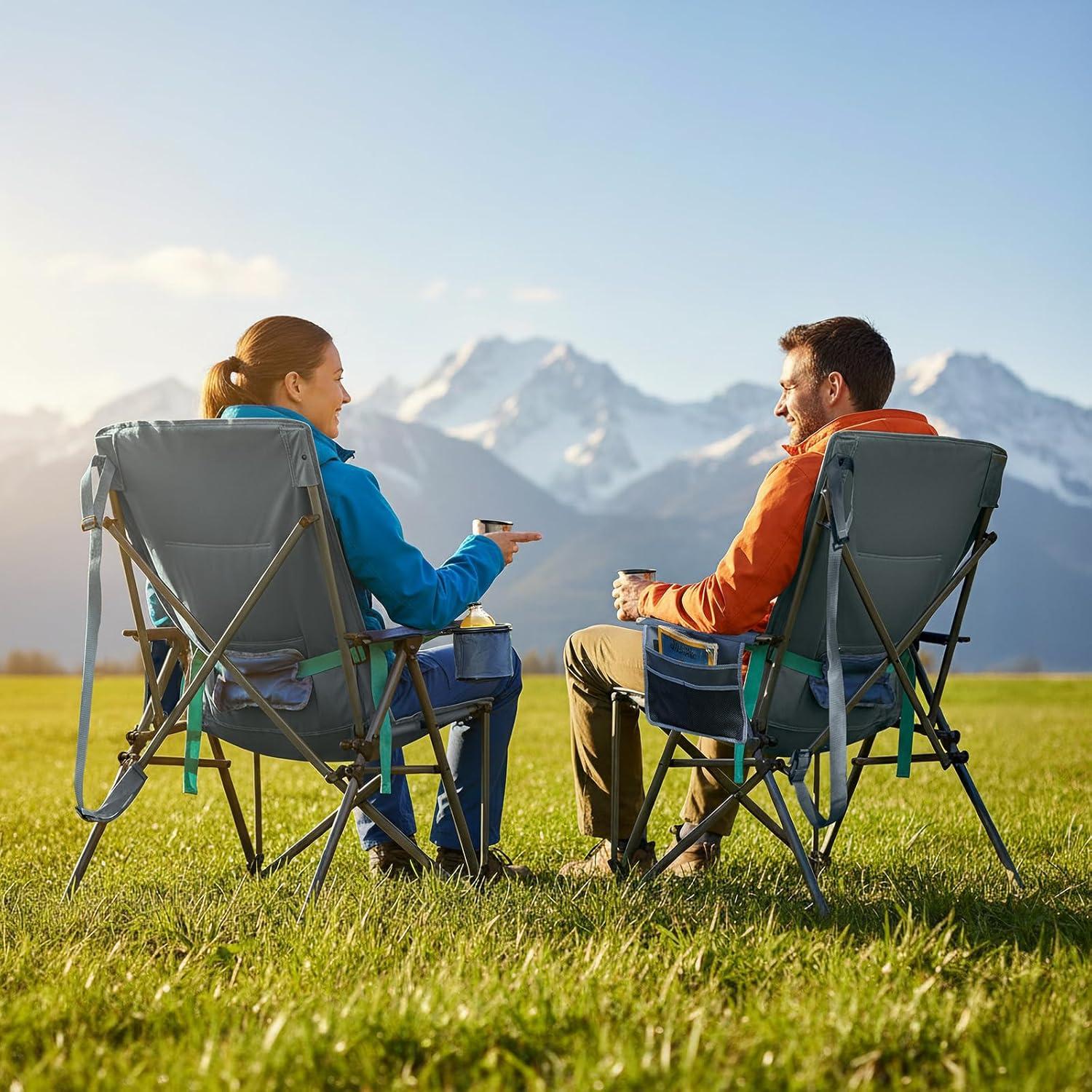 Silla de Camping Timber Ridge Plegable con Soporte Lumbar - Azul