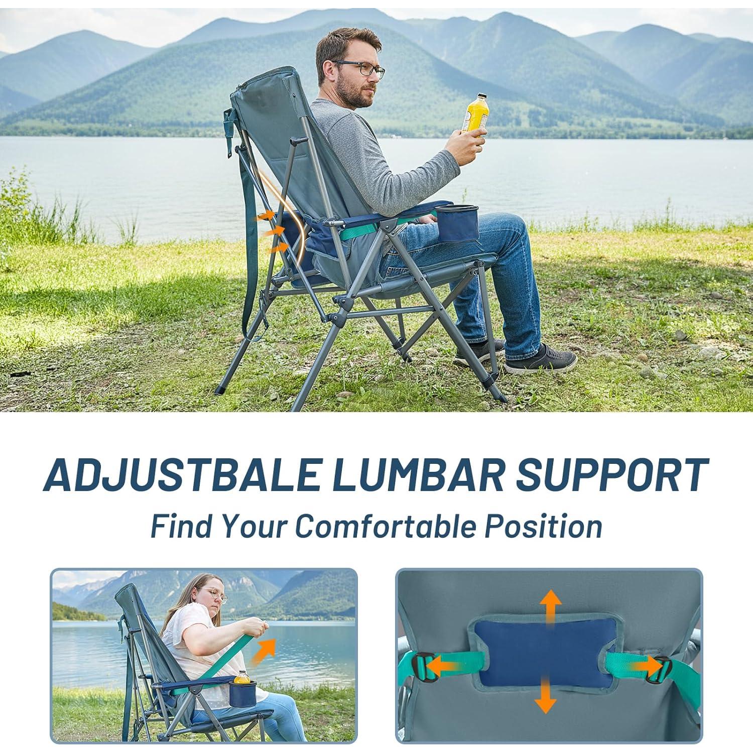 Silla de Camping Timber Ridge Plegable con Soporte Lumbar - Azul