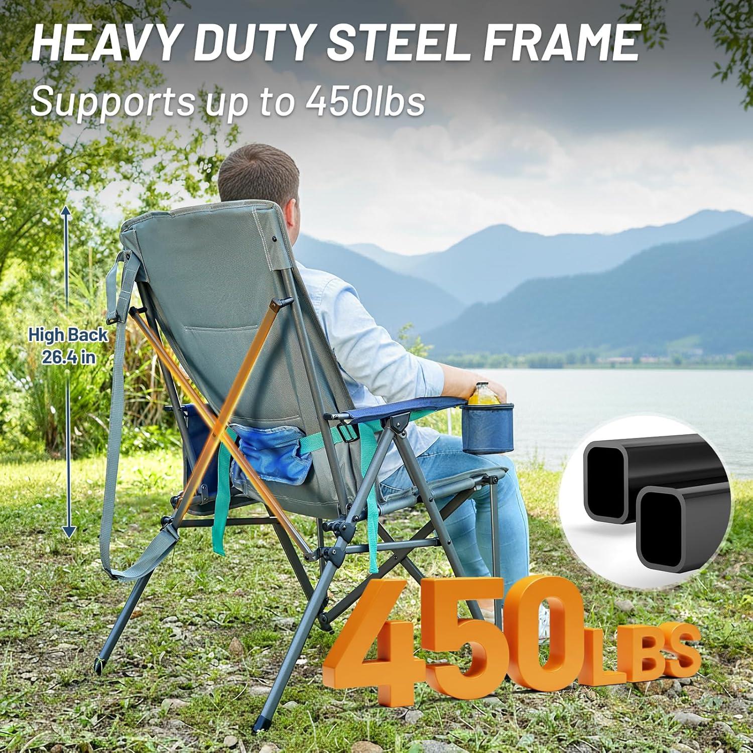 Silla de Camping Timber Ridge Plegable con Soporte Lumbar - Azul