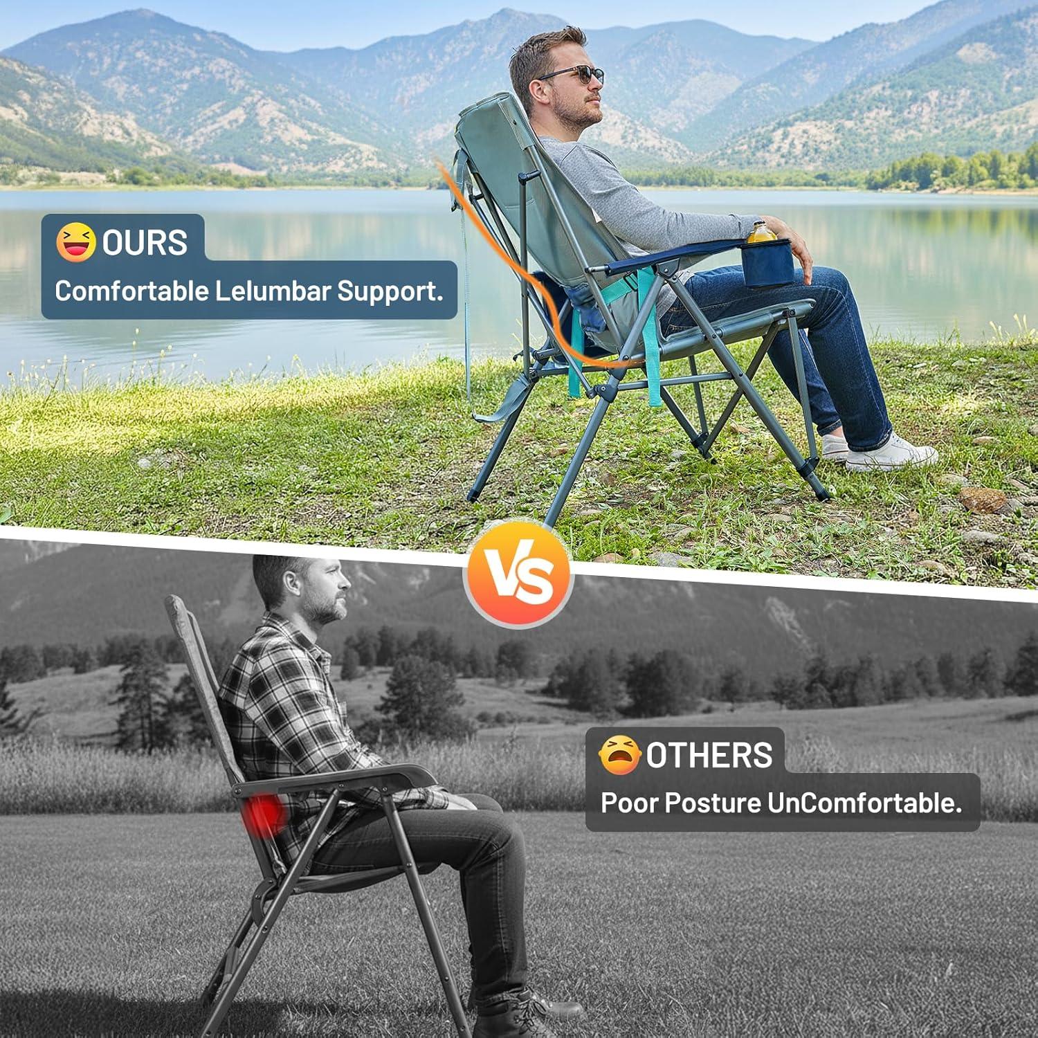 Silla de Camping Timber Ridge Plegable con Soporte Lumbar - Azul