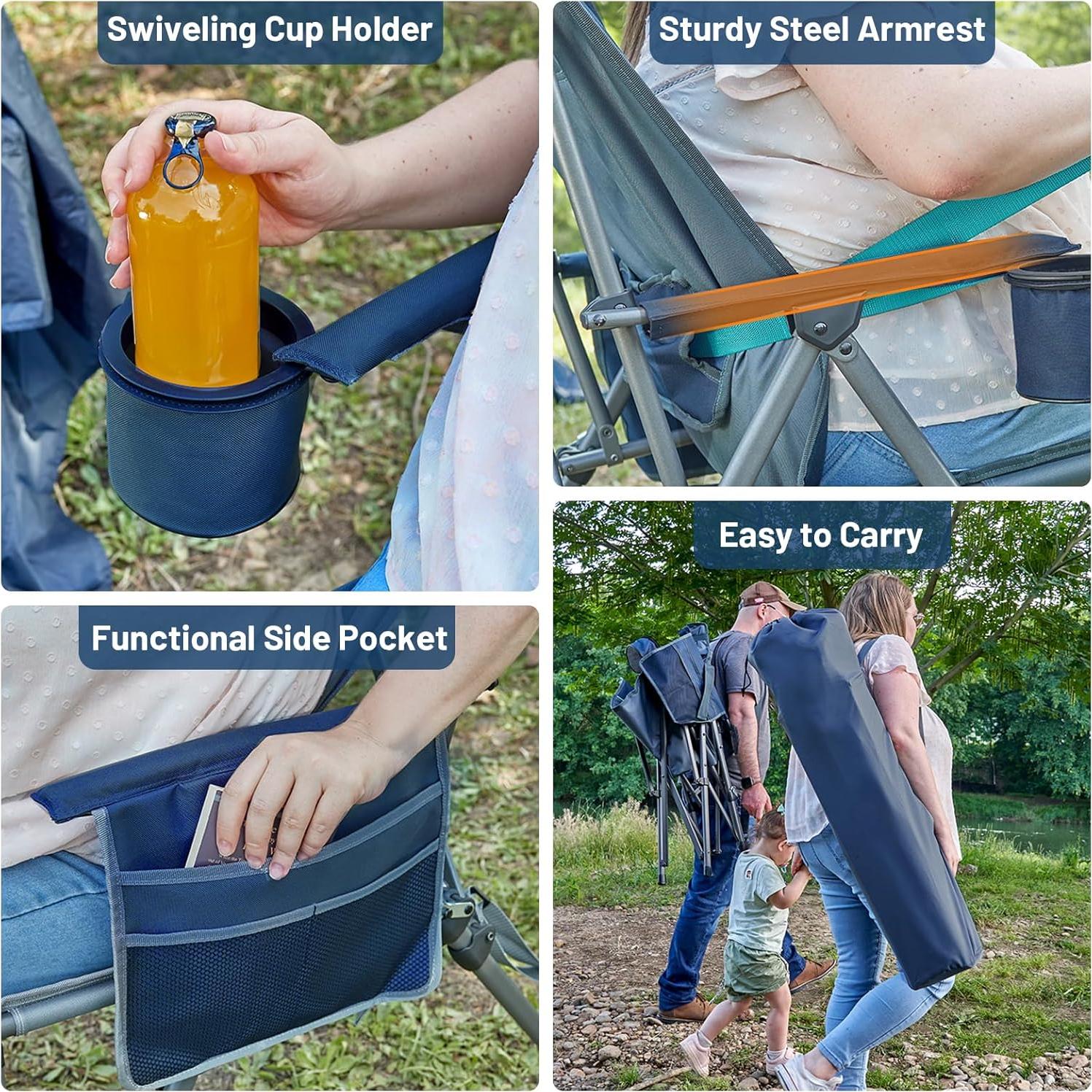 Silla de Camping Timber Ridge Plegable con Soporte Lumbar - Azul