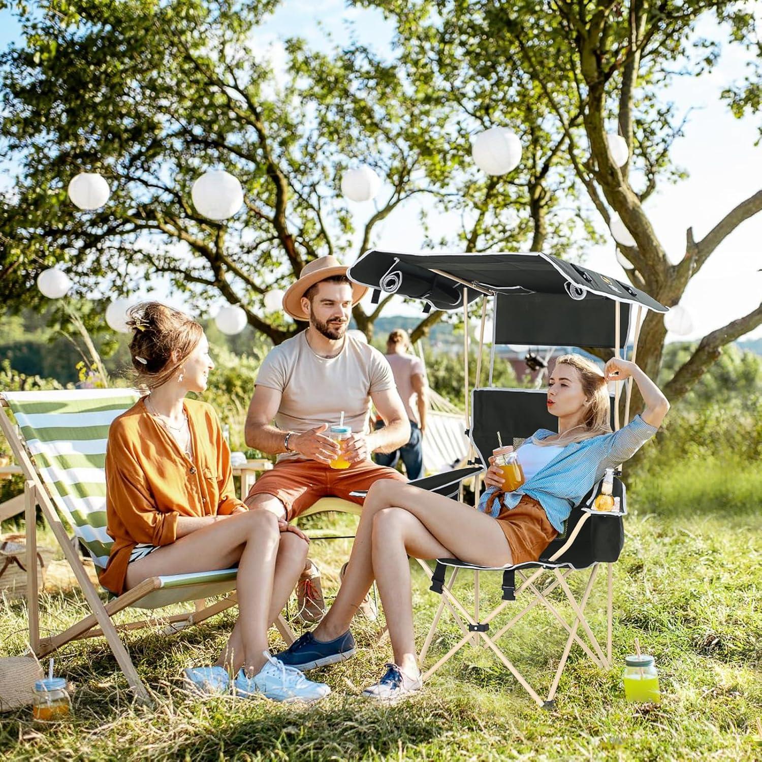 Silla de Camping Plegable Nice C Verde con Dosel y Reposapiés