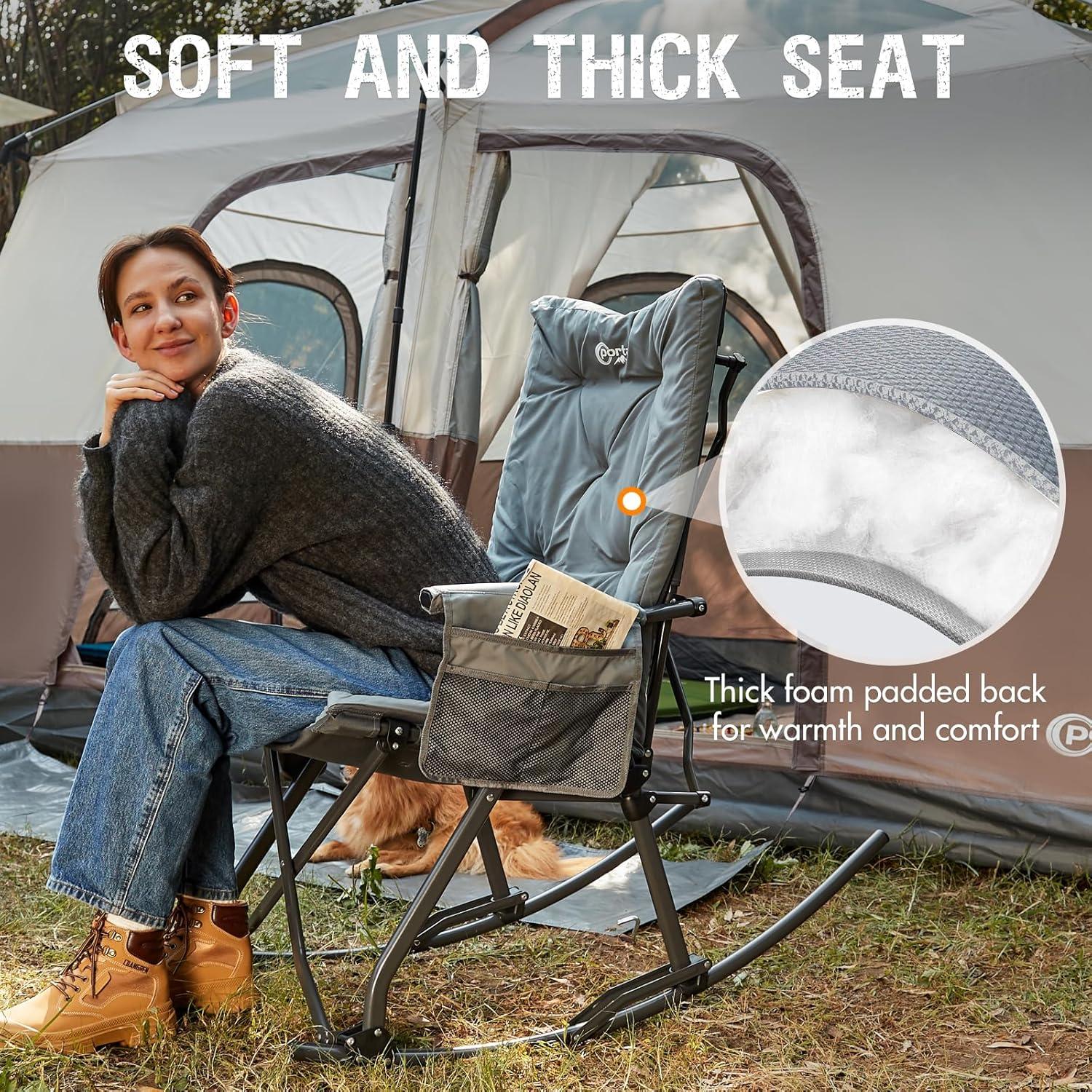 Silla Mecedora Plegable PORTAL Charles Acolchada Gris 181 kg