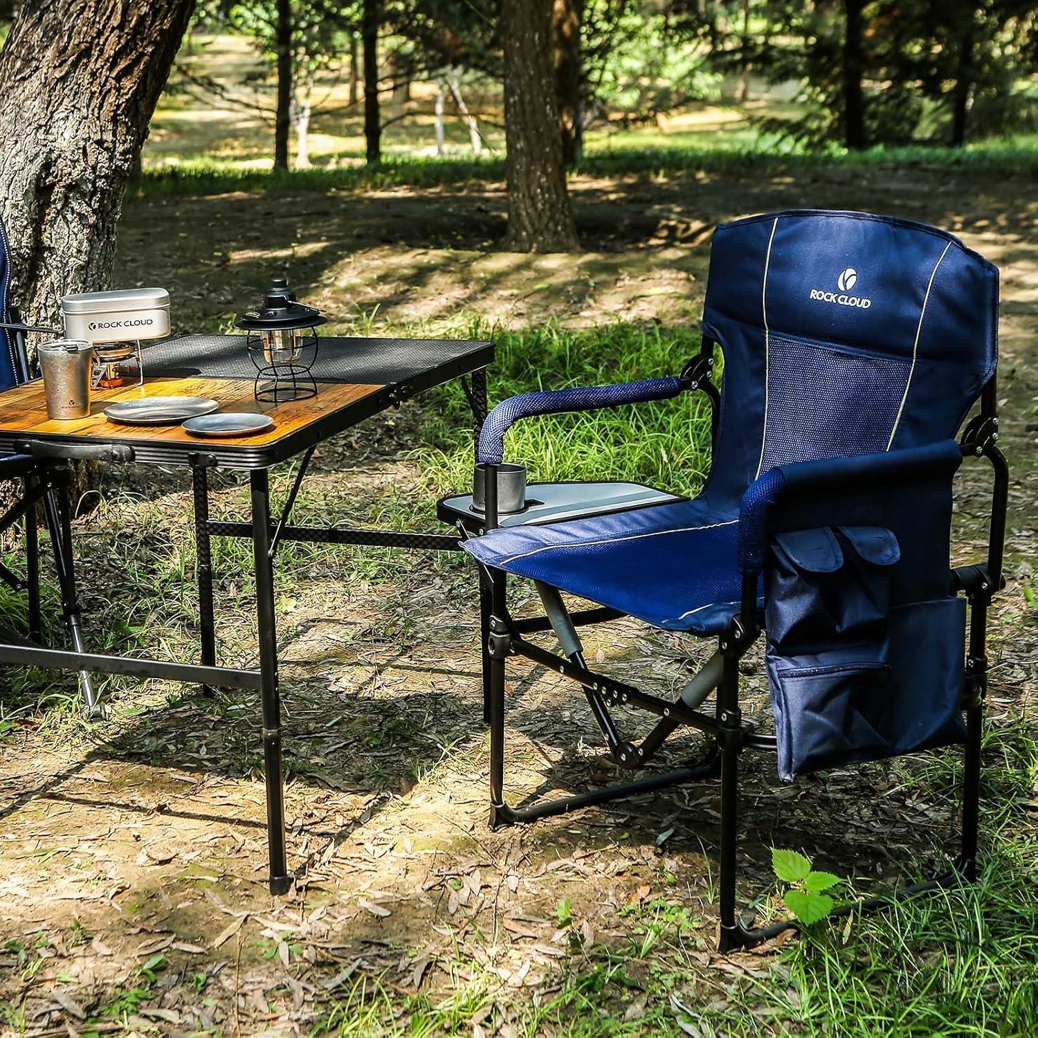 Silla de Camping Plegable ROCK CLOUD con Mesa Lateral y Bolsillo