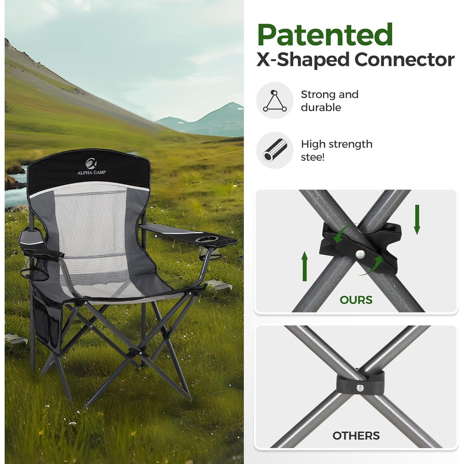 Silla Plegable de Camping Alpha Camp E01CC01010020 350 kg