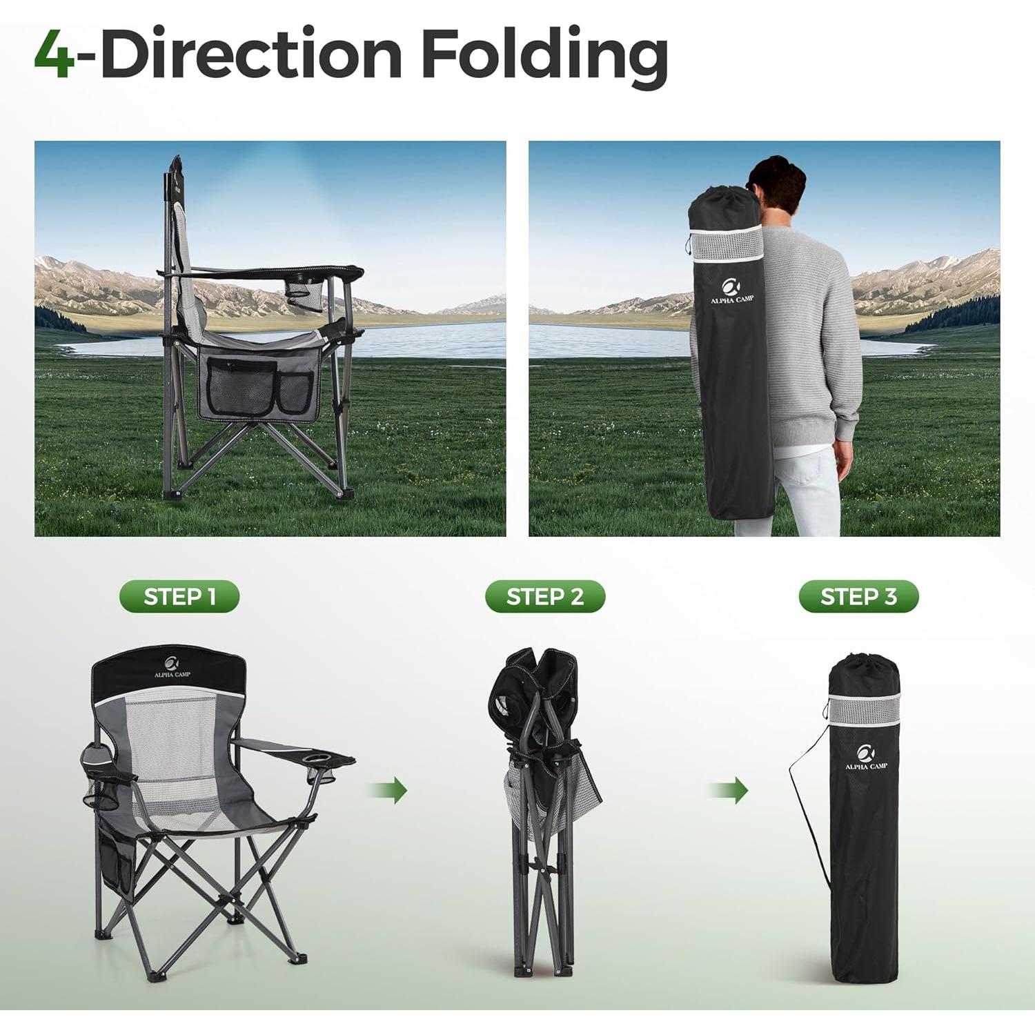 Silla Plegable de Camping Alpha Camp E01CC01010020 350 kg