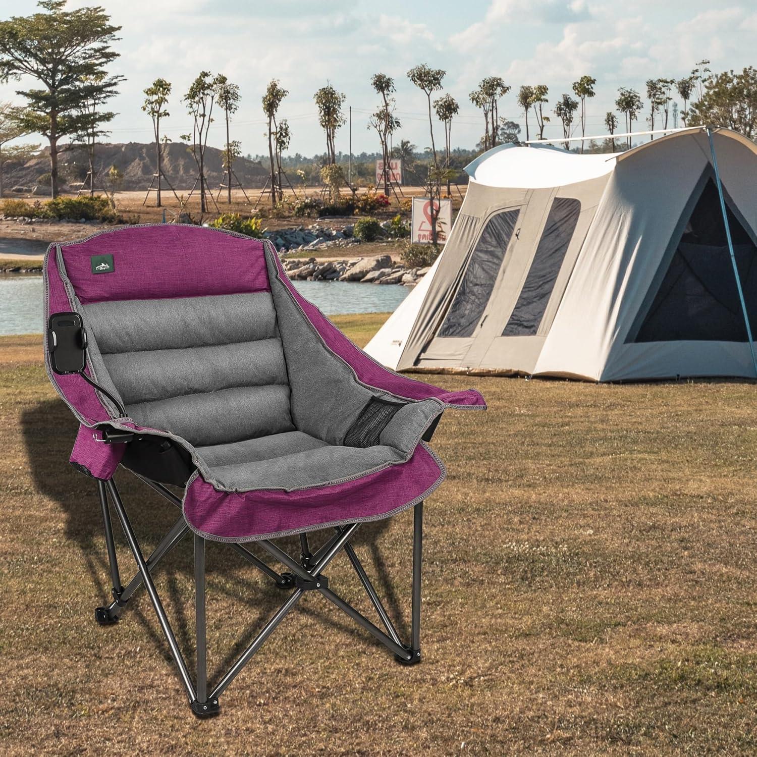 Silla de Camping Acolchada XL Northroad Plegable con Portavasos