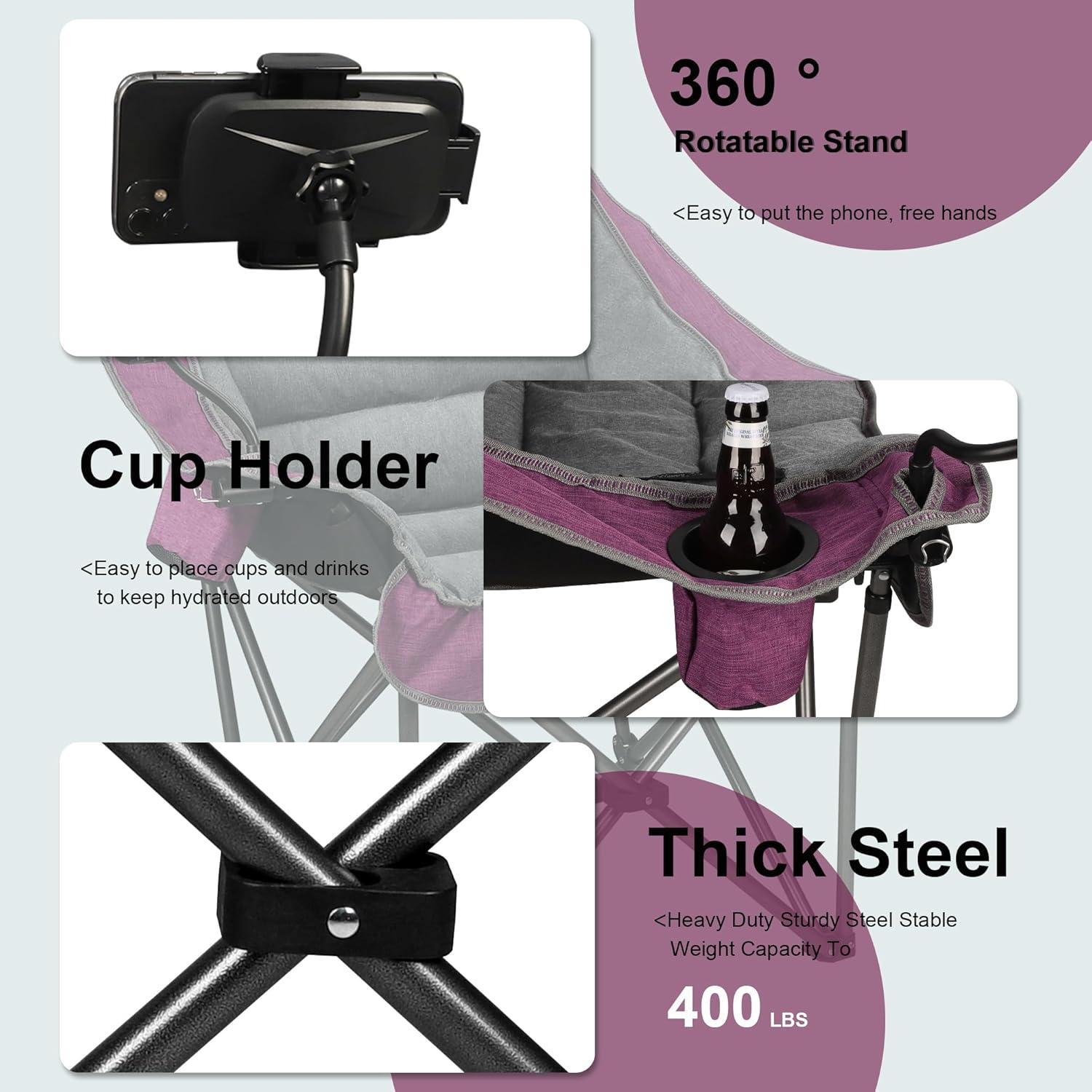 Silla de Camping Acolchada XL Northroad Plegable con Portavasos