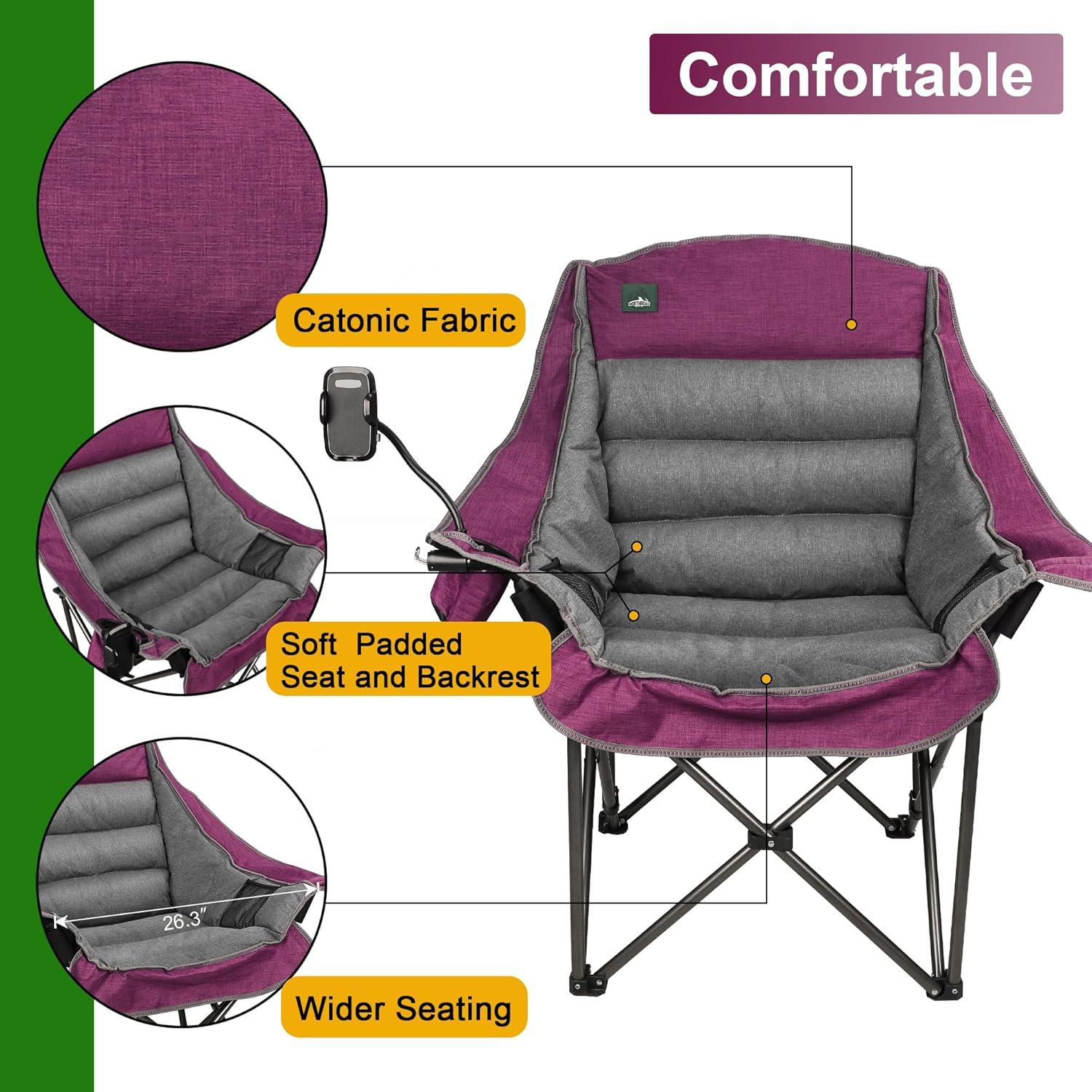 Silla de Camping Acolchada XL Northroad Plegable con Portavasos