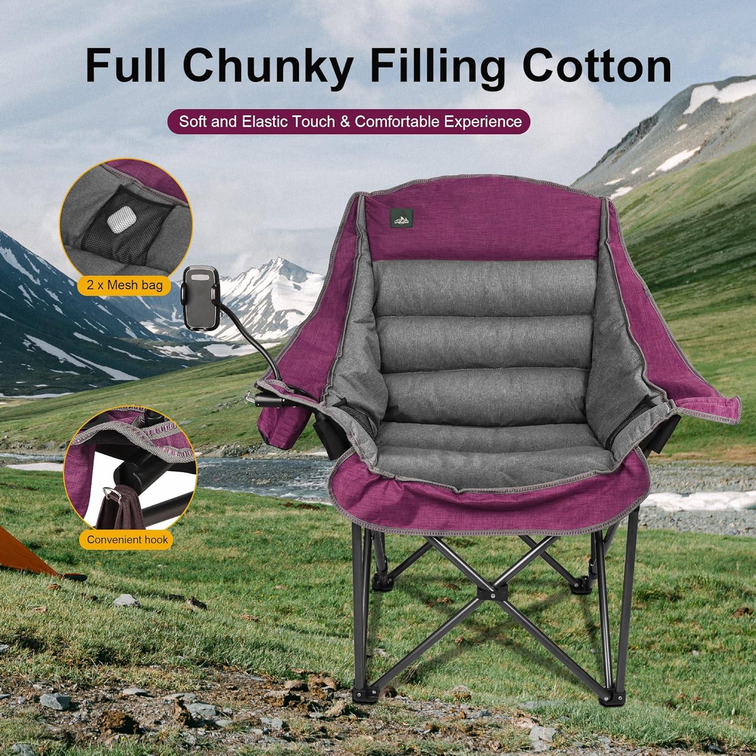 Silla de Camping Acolchada XL Northroad Plegable con Portavasos