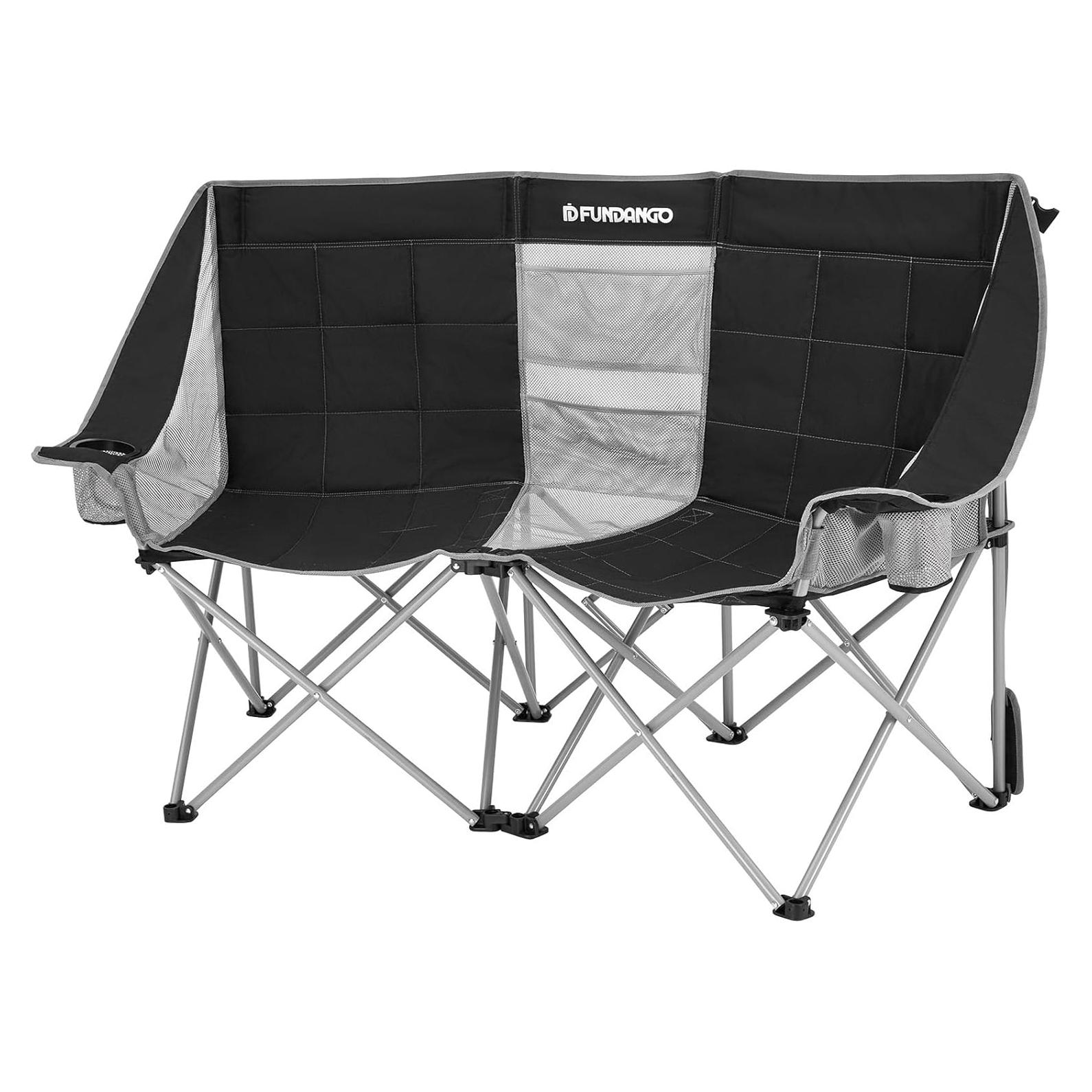 Silla de Camping Doble FUNDANGO 299kg Plegable con Cojín