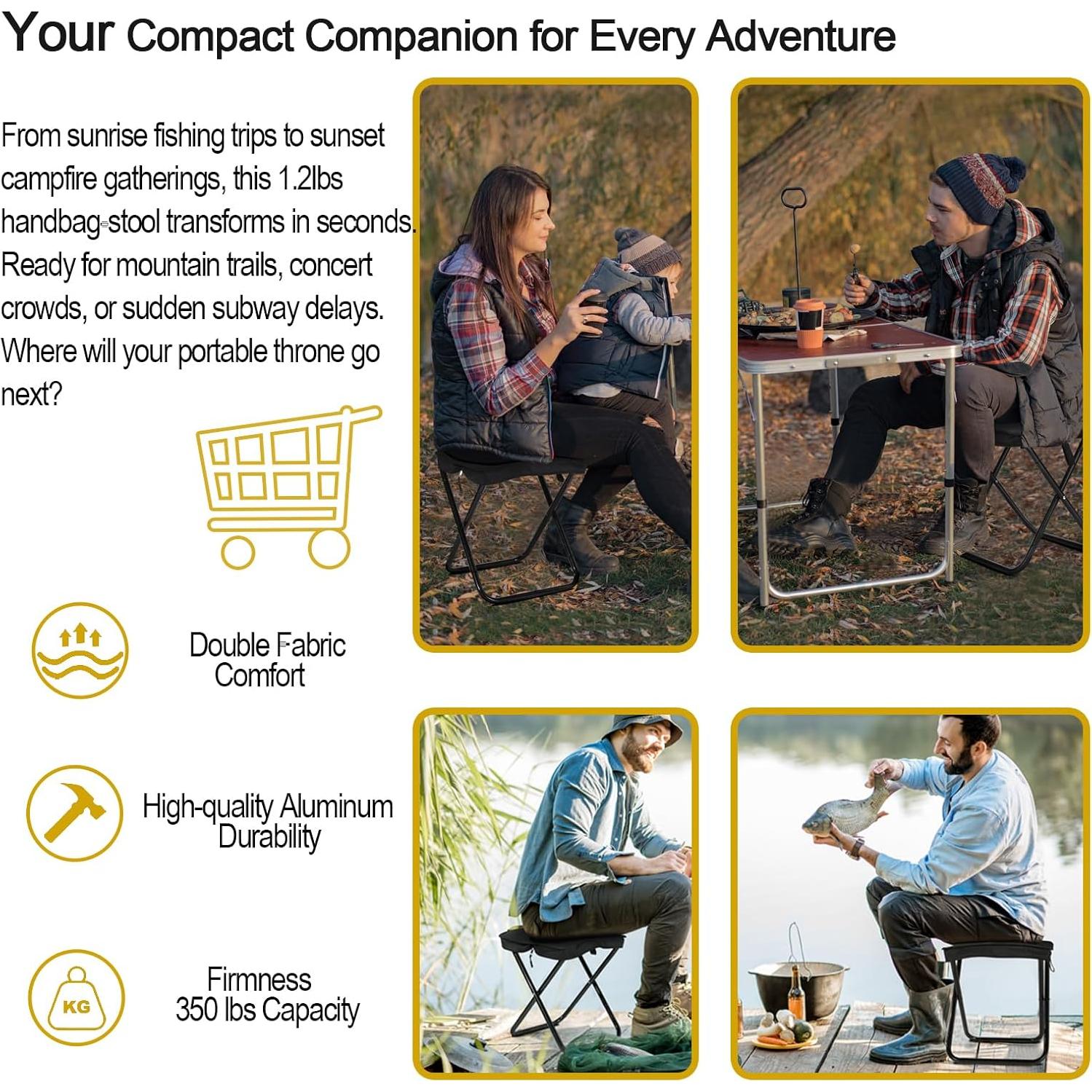 Taburete Plegable KOKSRY de Aluminio 34.3 cm Negro 159 kg