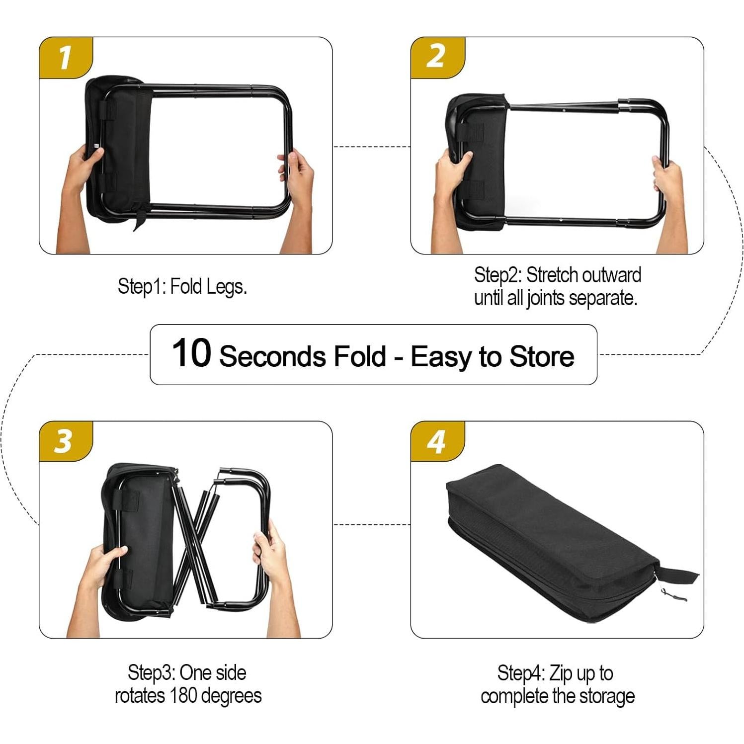 Taburete Plegable KOKSRY de Aluminio 34.3 cm Negro 159 kg