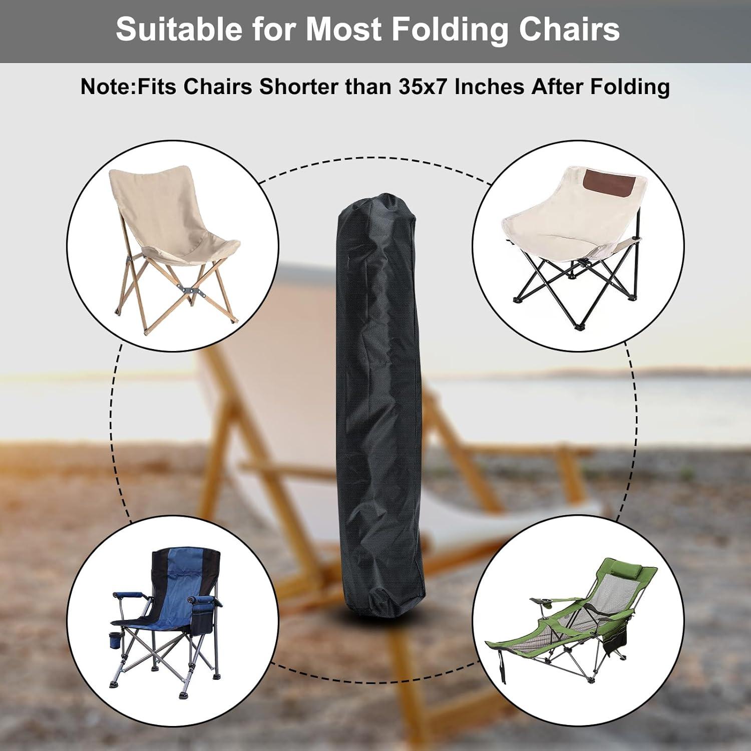 Camp Chair Replacement Bag, 35 x 7in Protective Carrying Chair Bag with Drawstring Strap for Foldable Chair, Folding Lawn Chair, GCI Rocker Chair, Tent Pole, Black (Black)