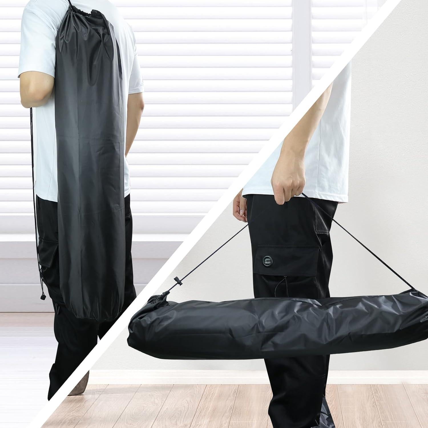 Camp Chair Replacement Bag, 35 x 7in Protective Carrying Chair Bag with Drawstring Strap for Foldable Chair, Folding Lawn Chair, GCI Rocker Chair, Tent Pole, Black (Black)