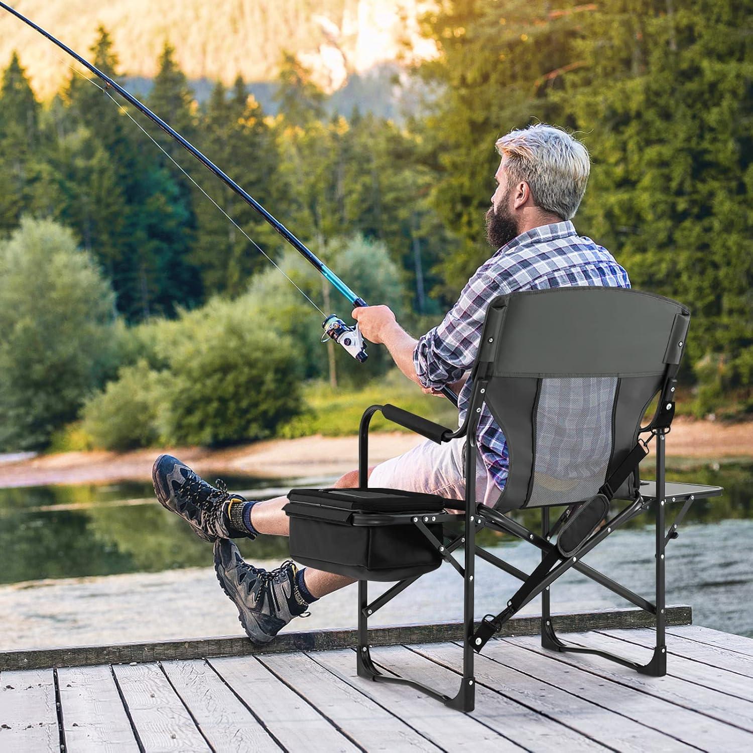 Silla de Camping Plegable COSTWAY con Mesa Lateral y Bolsa