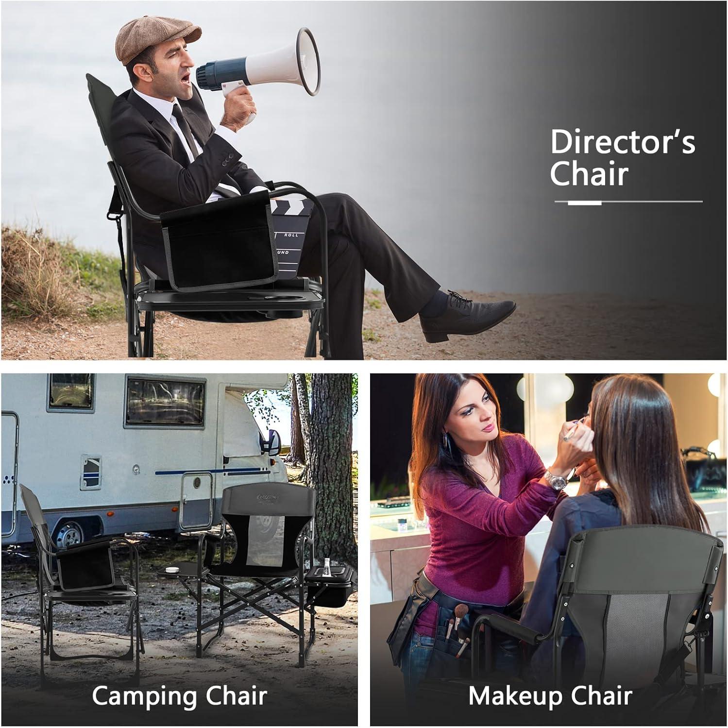 Silla de Camping Plegable COSTWAY con Mesa Lateral y Bolsa