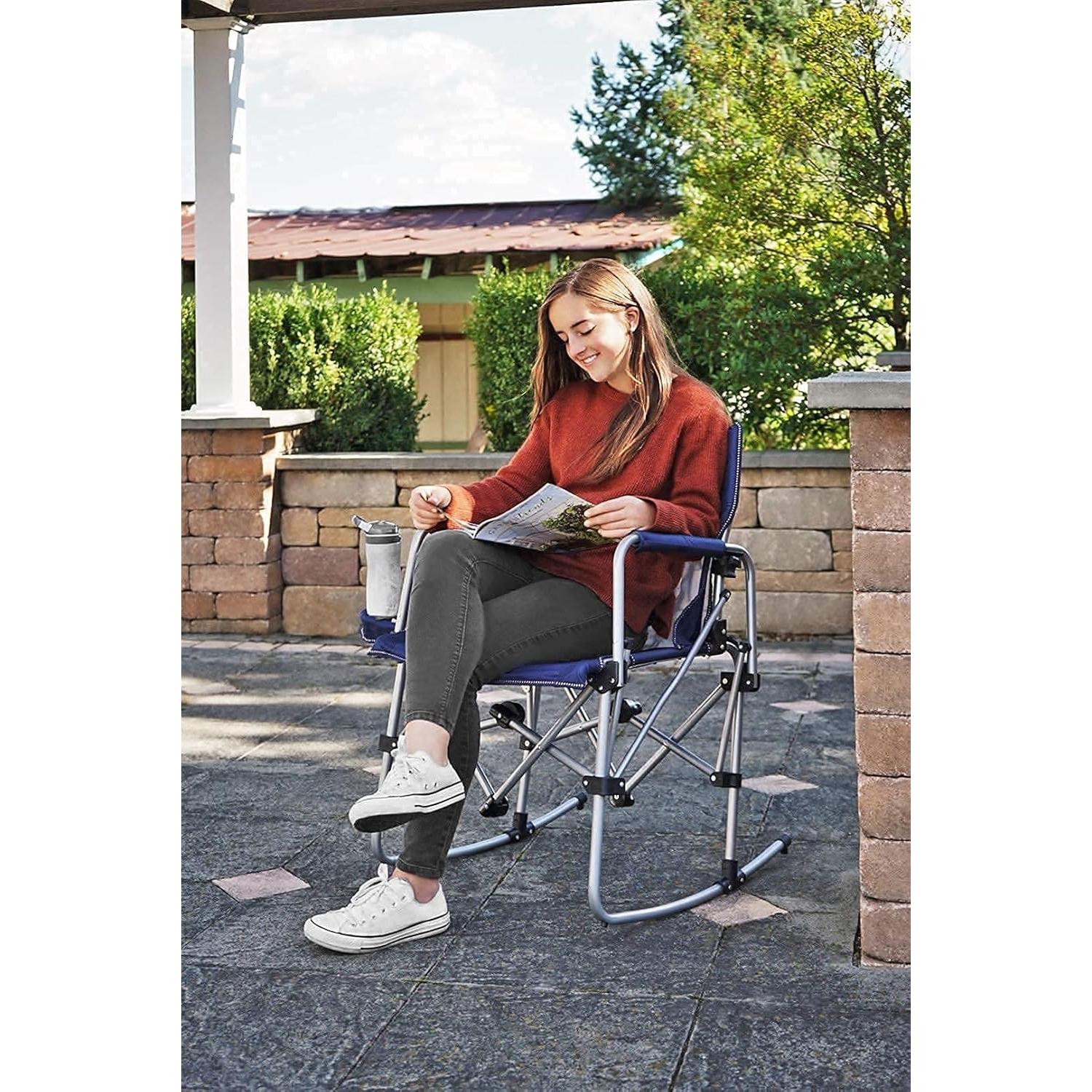 Silla Plegable Zenithen con Mesa Lateral para Exteriores Azul