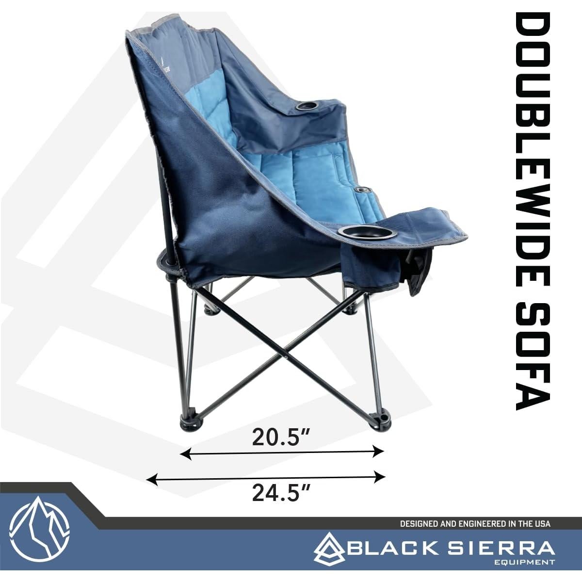 Sofá de Camping Plegable Black Sierra Loveseat Acolchado 227 kg