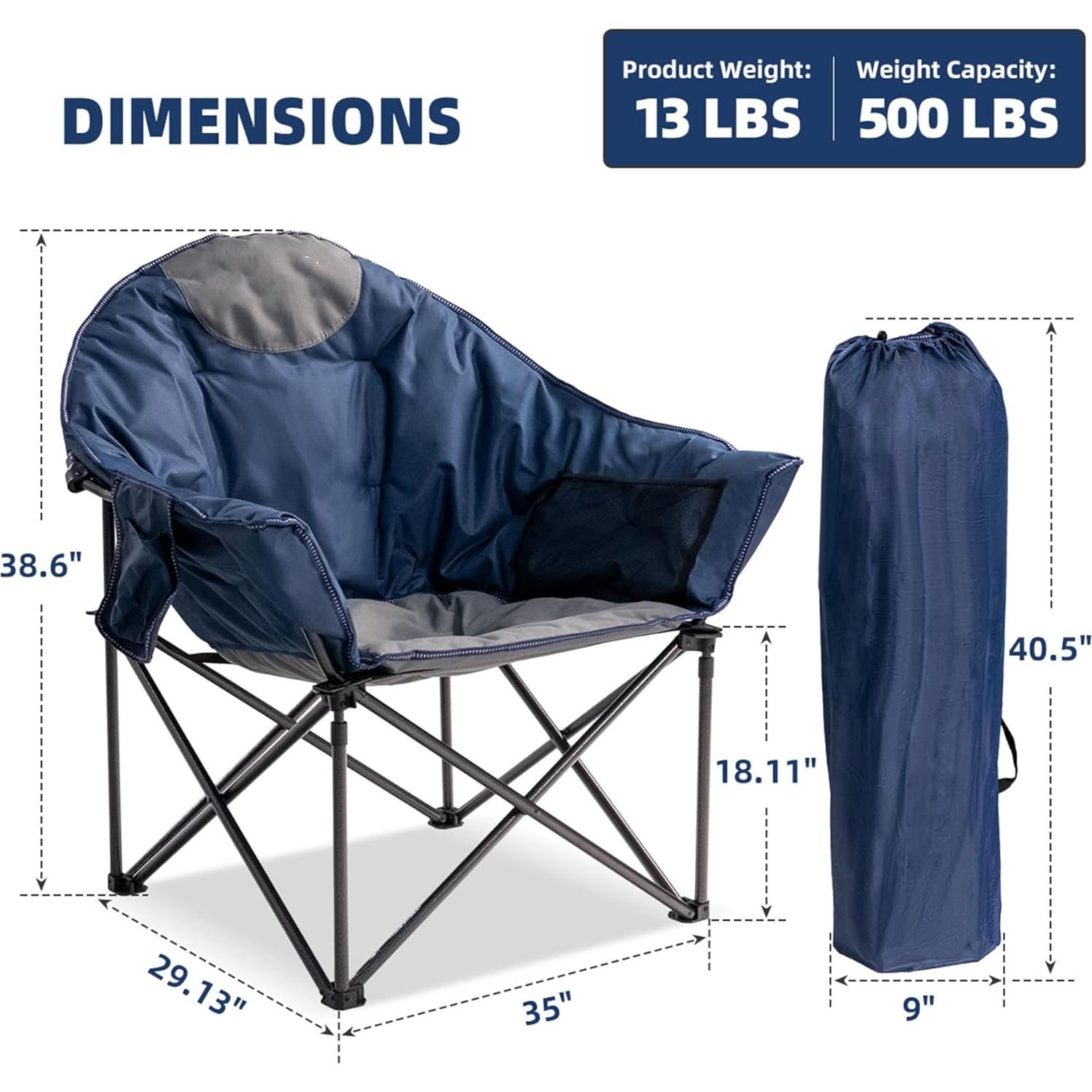 Silla de Camping Foristrail Platillo Lunar 500lbs Azul y Gris