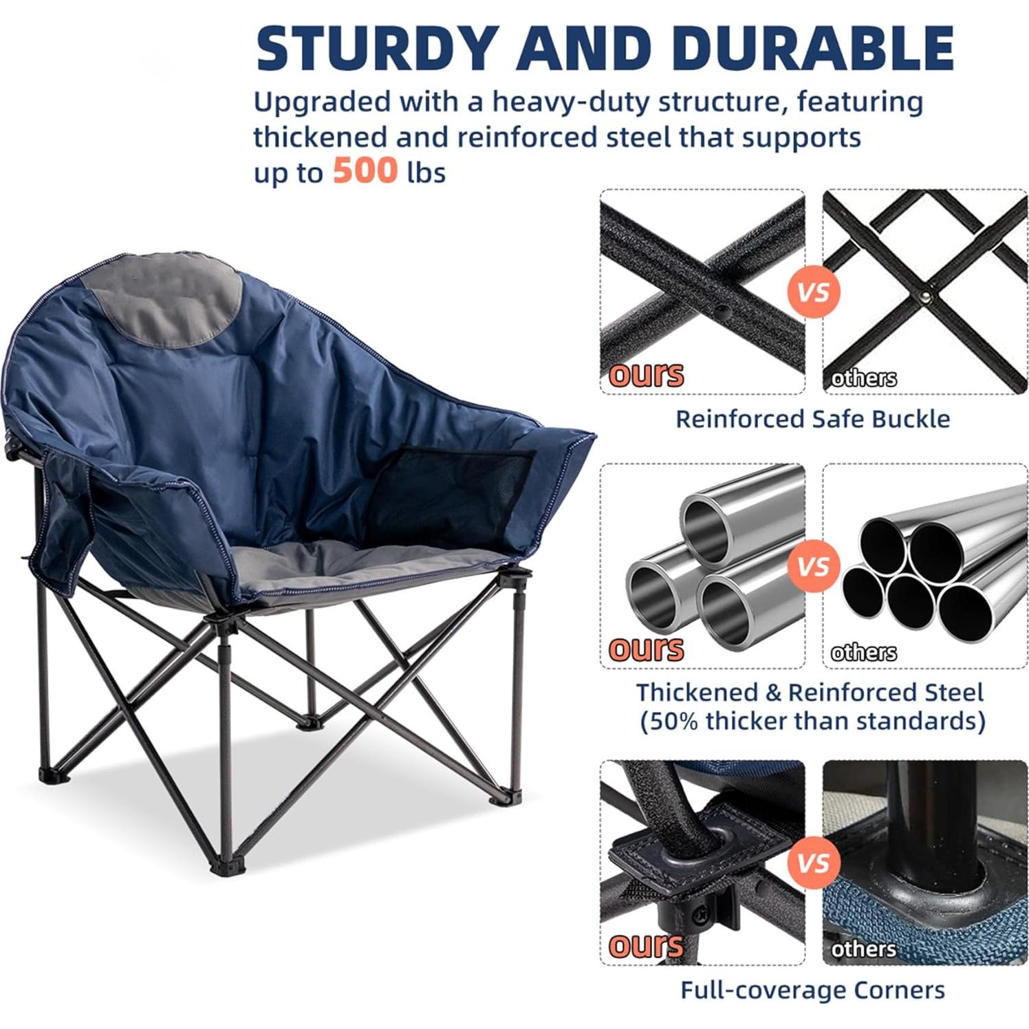 Silla de Camping Foristrail Platillo Lunar 500lbs Azul y Gris