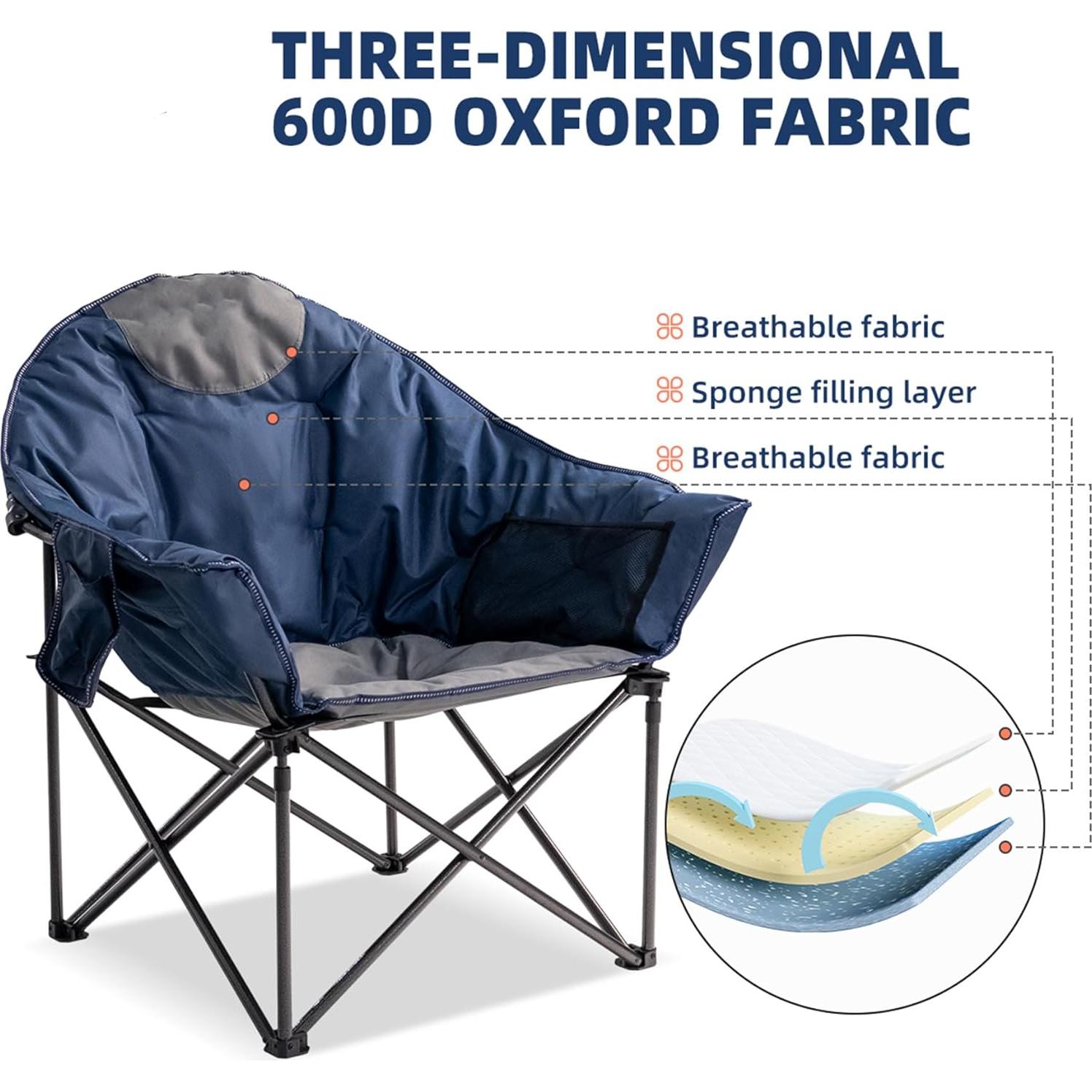 Silla de Camping Foristrail Platillo Lunar 500lbs Azul y Gris