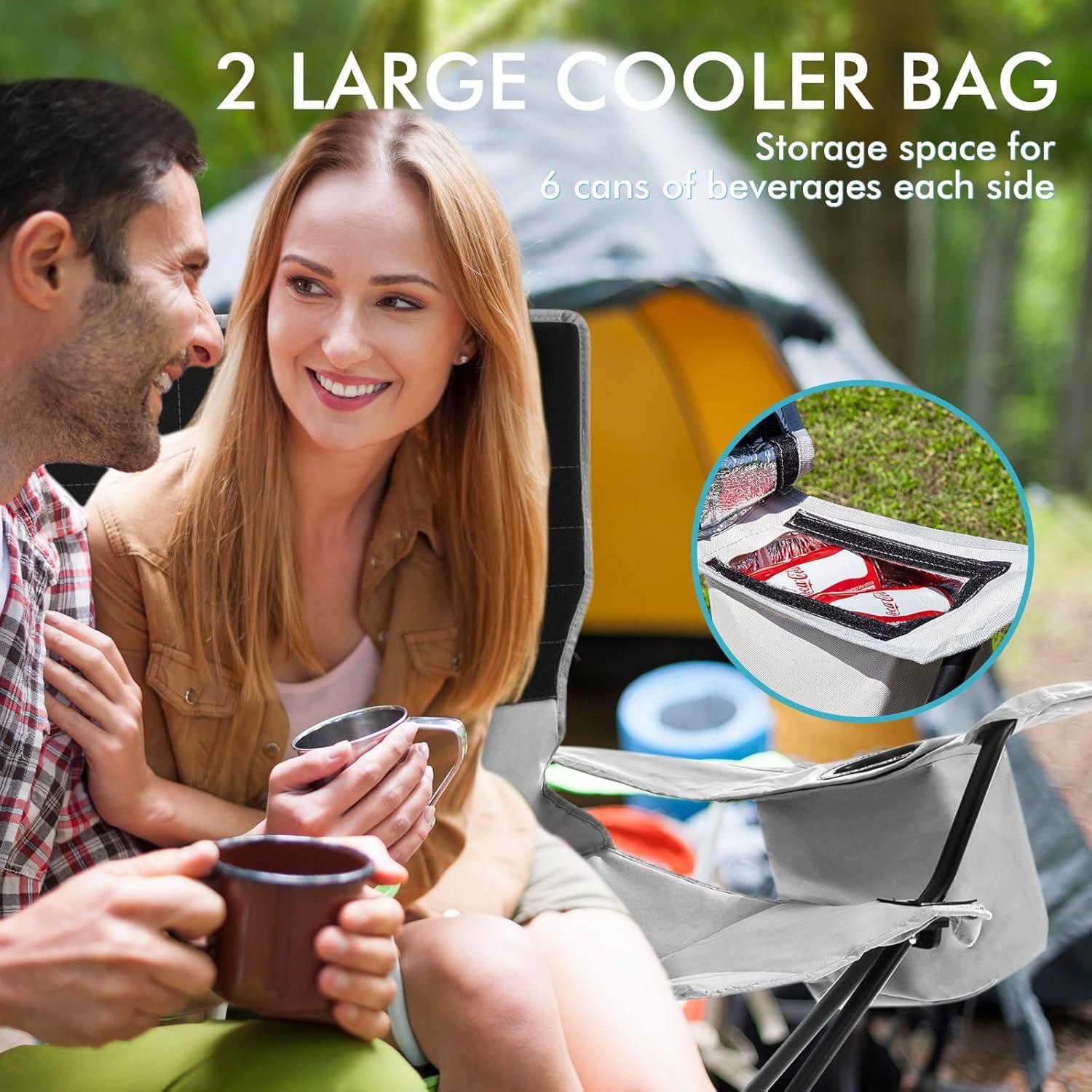 Silla de Camping Doble Plegable Rotinyard Gris 250 kg