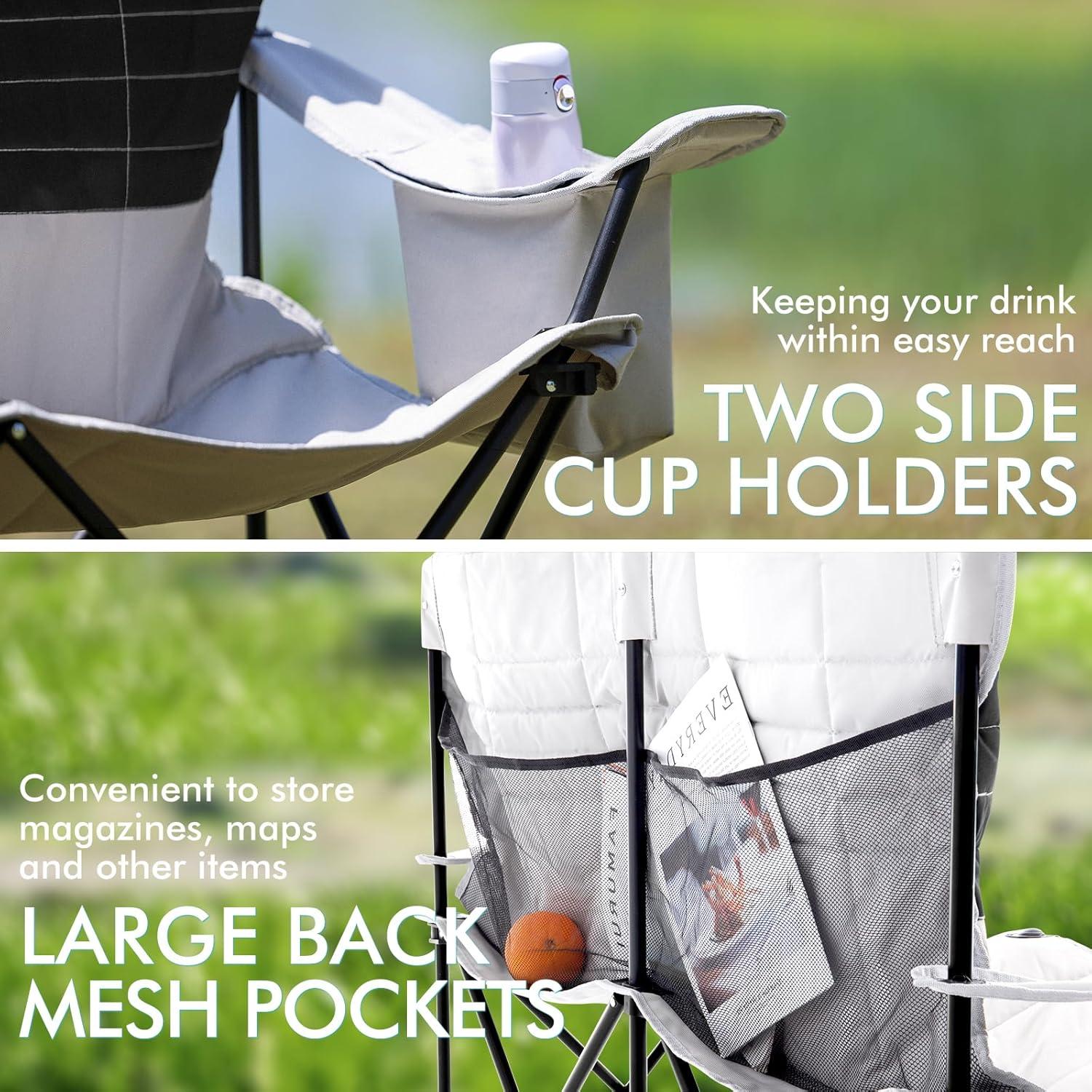 Silla de Camping Doble Plegable Rotinyard Gris 250 kg