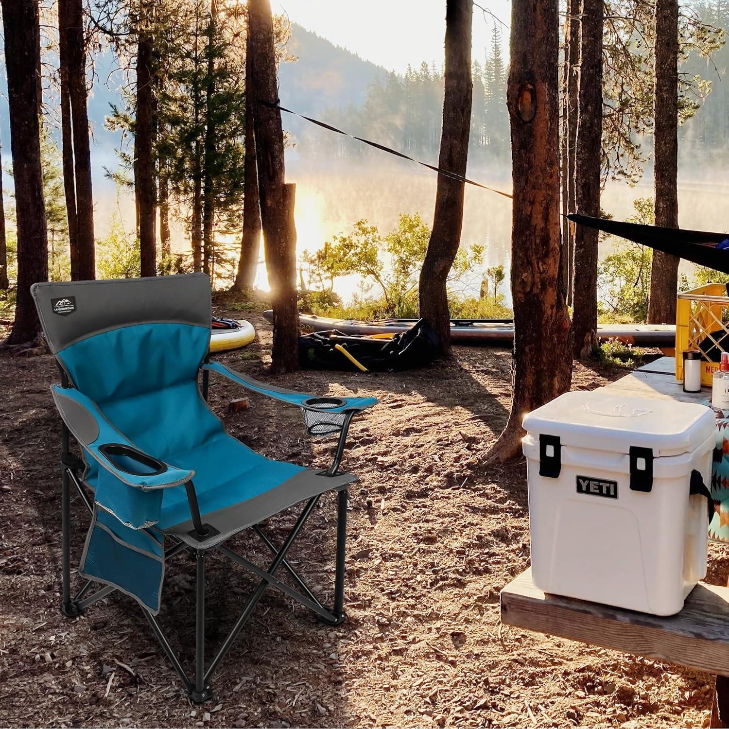 Silla de Camping Plegable LANMOUNTAIN Charles Azul 136kg