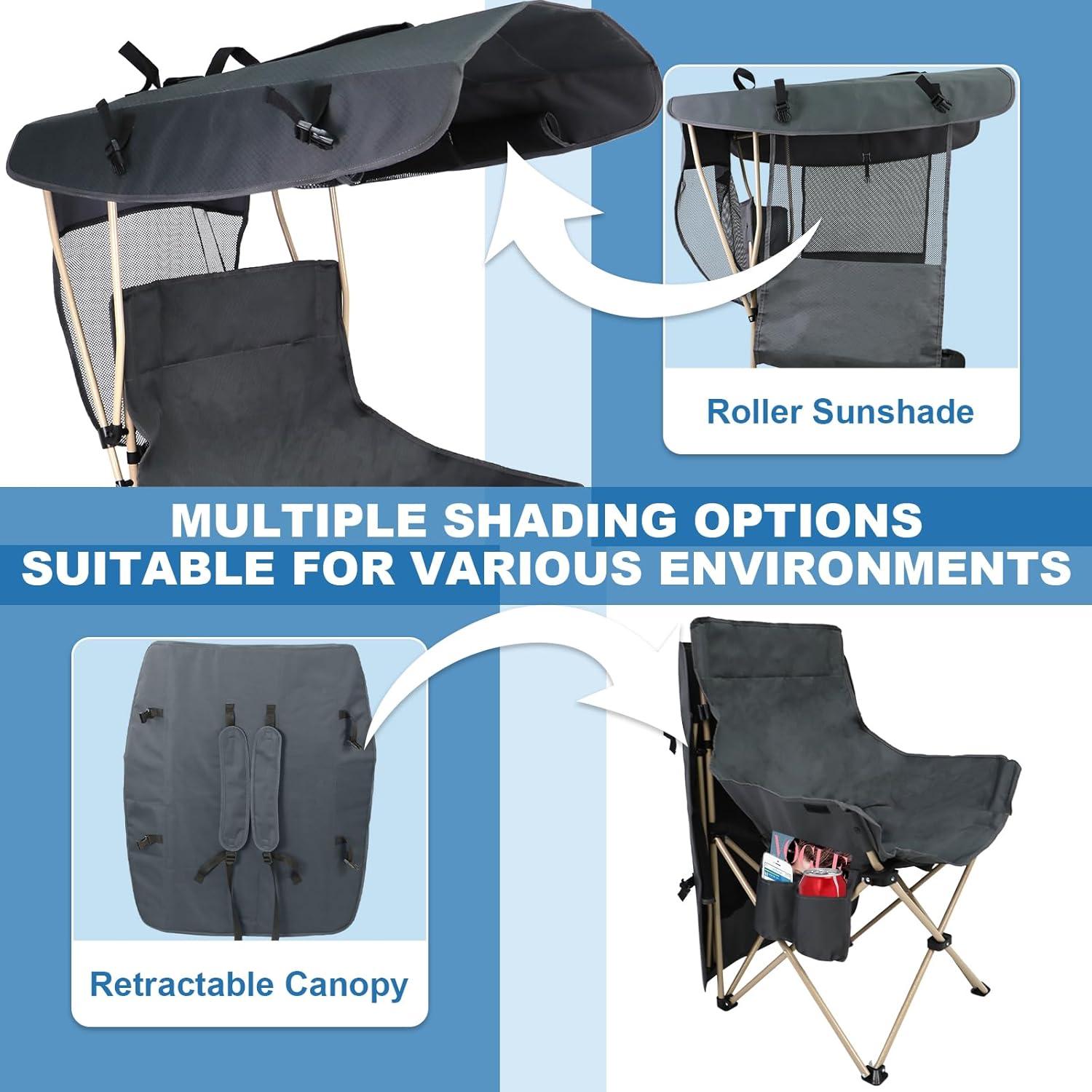 Silla de Camping Plegable The Treasmap con Dosel Gris