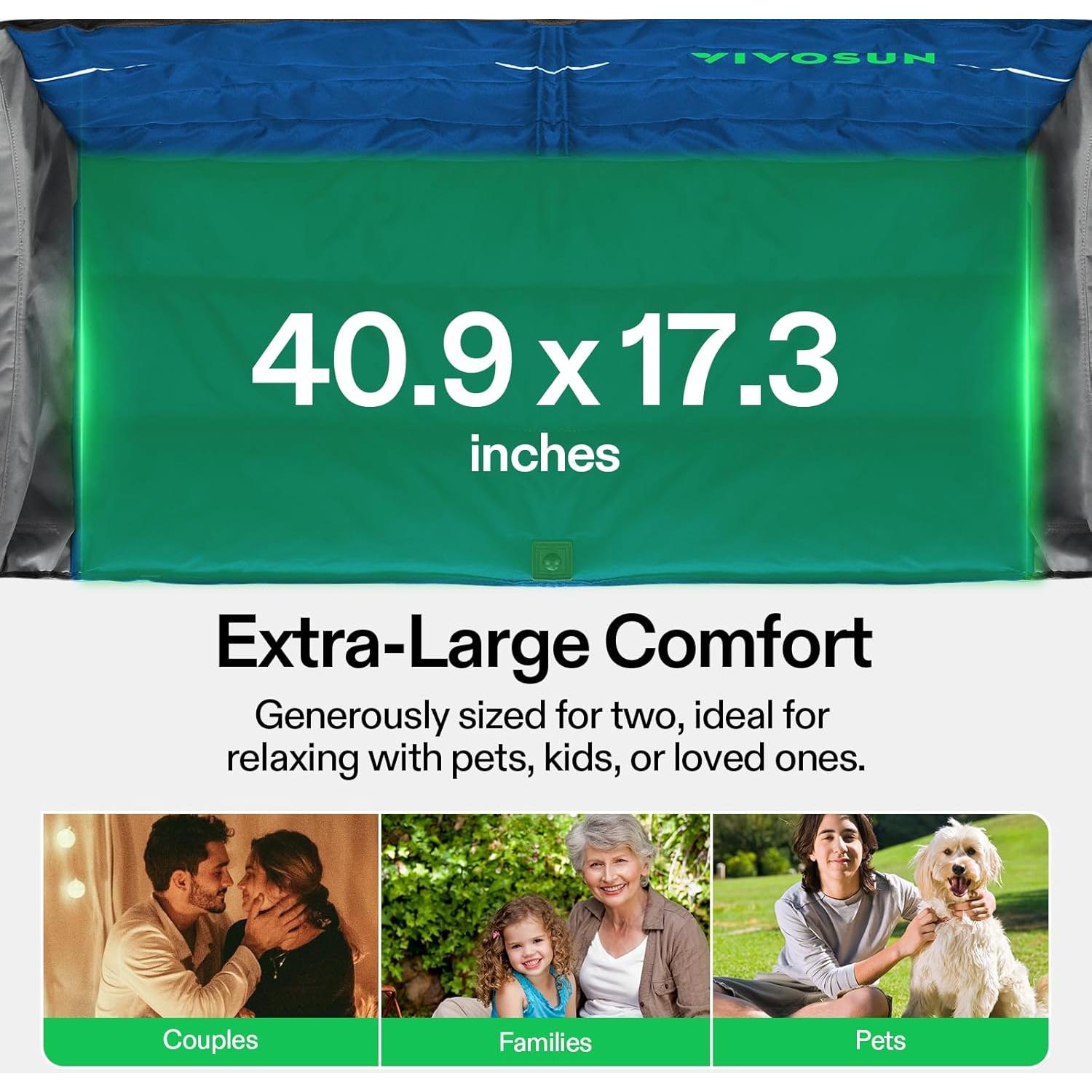 Silla de Camping Doble VIVOSUN DCC-004 Plegable Acolchada Azul