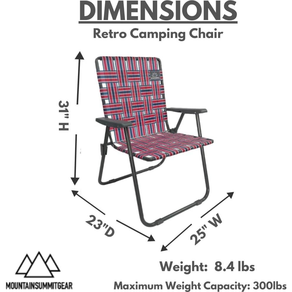 Silla de Camping Retro MOUNTAIN SUMMIT GEAR - Plegable, 136 kg