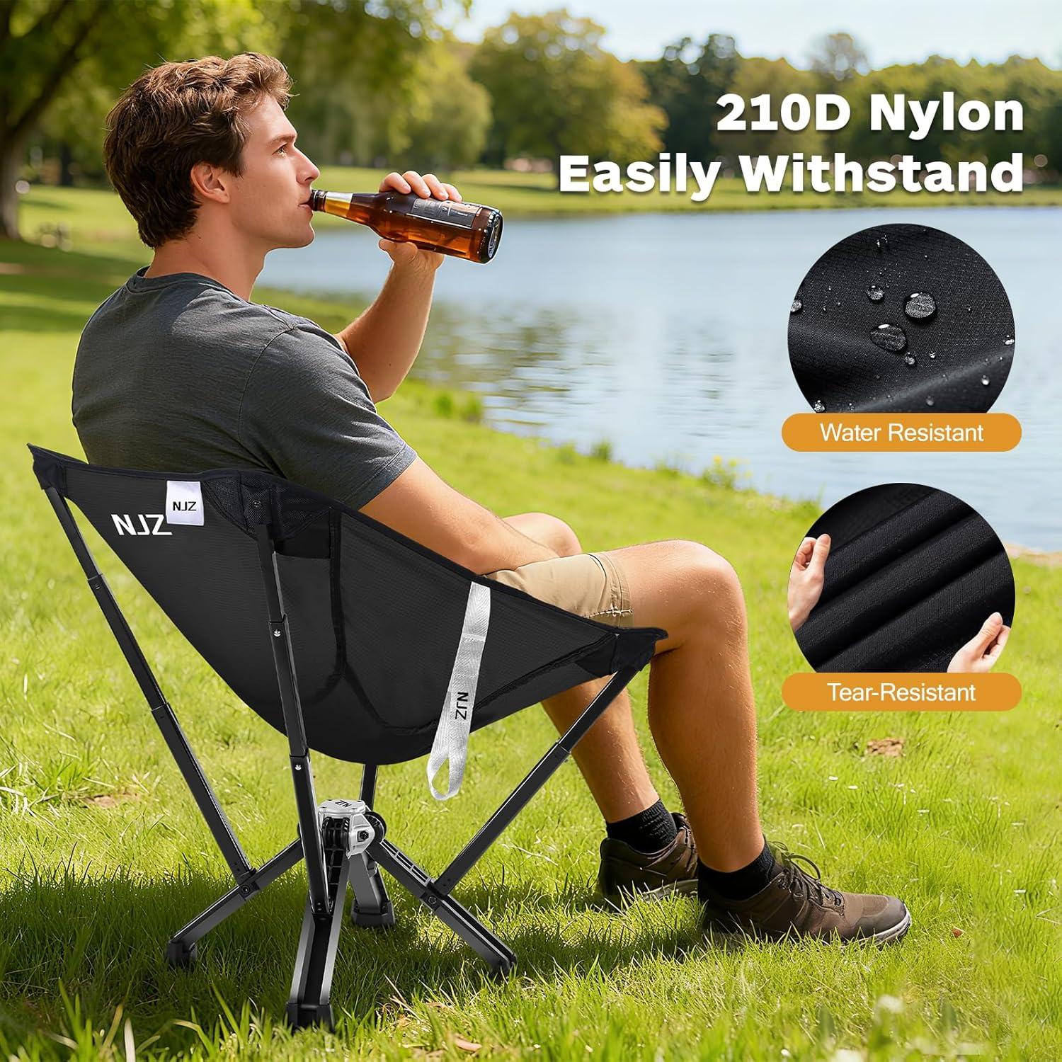 Silla de Camping Plegable NJZ Astyle Negra Soporta 204 kg