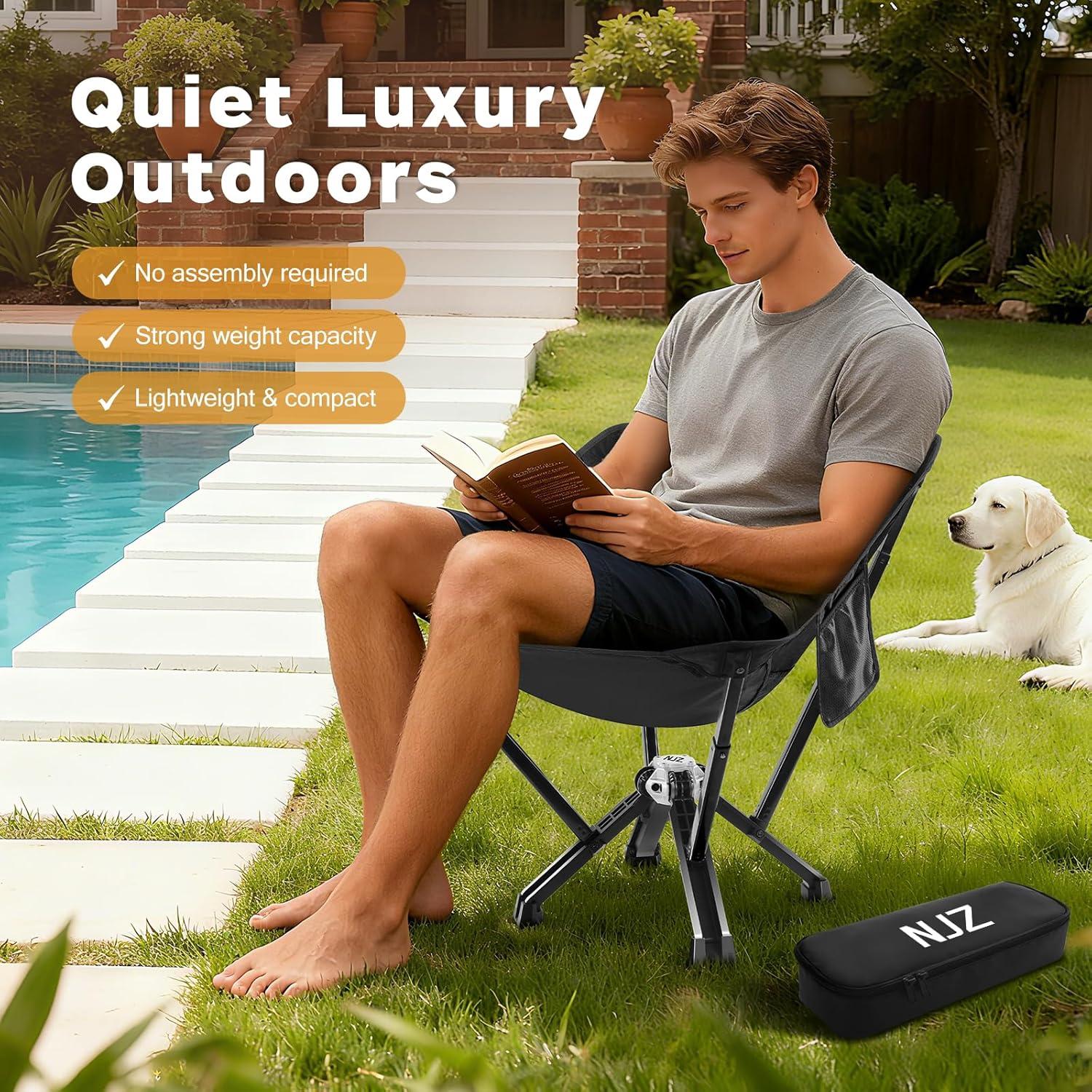 Silla de Camping Plegable NJZ Astyle Negra Soporta 204 kg